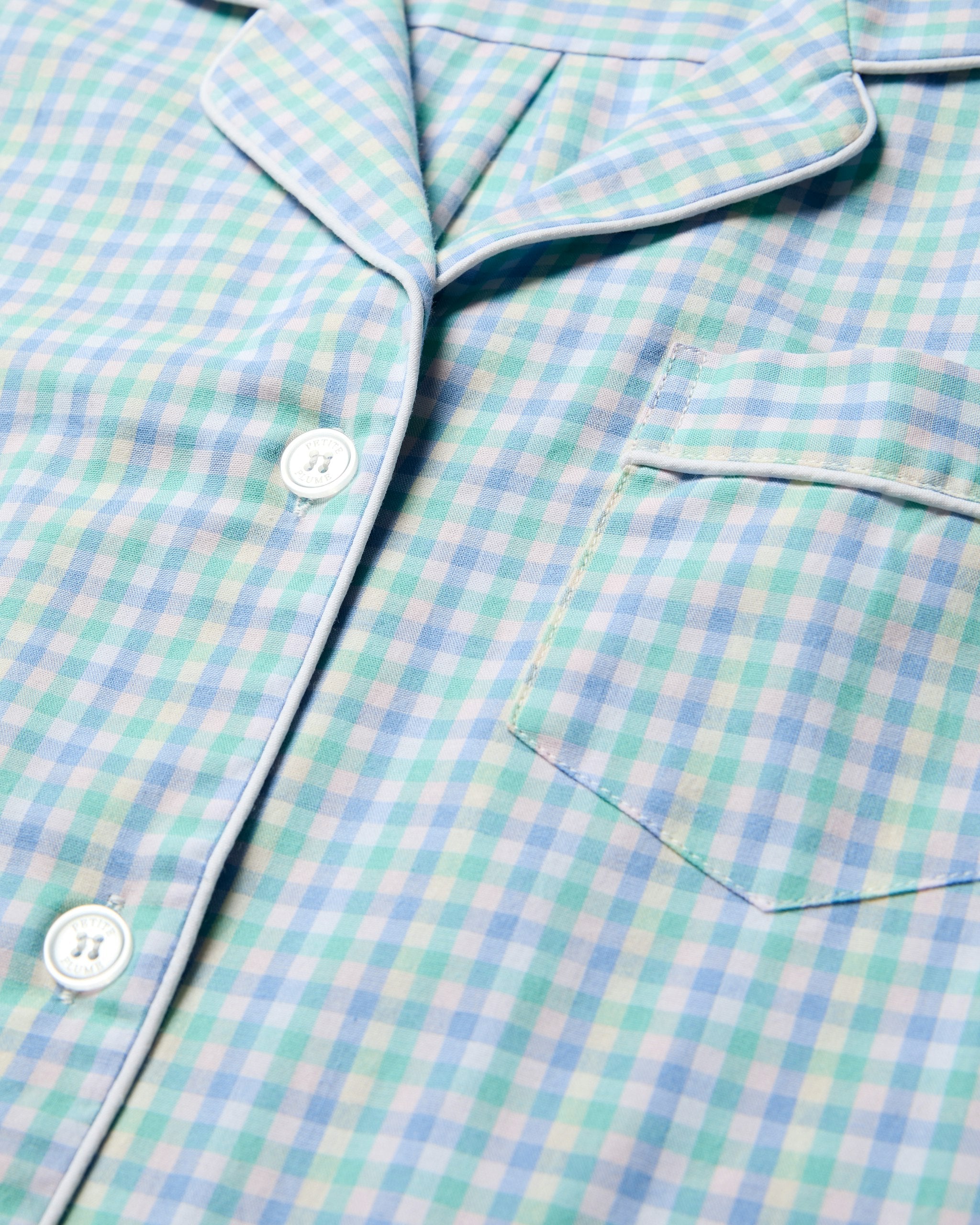 Women's Twill Short Sleeve Short Set in Pink Gingham in Spring Gingham#Color_Spring Gingham