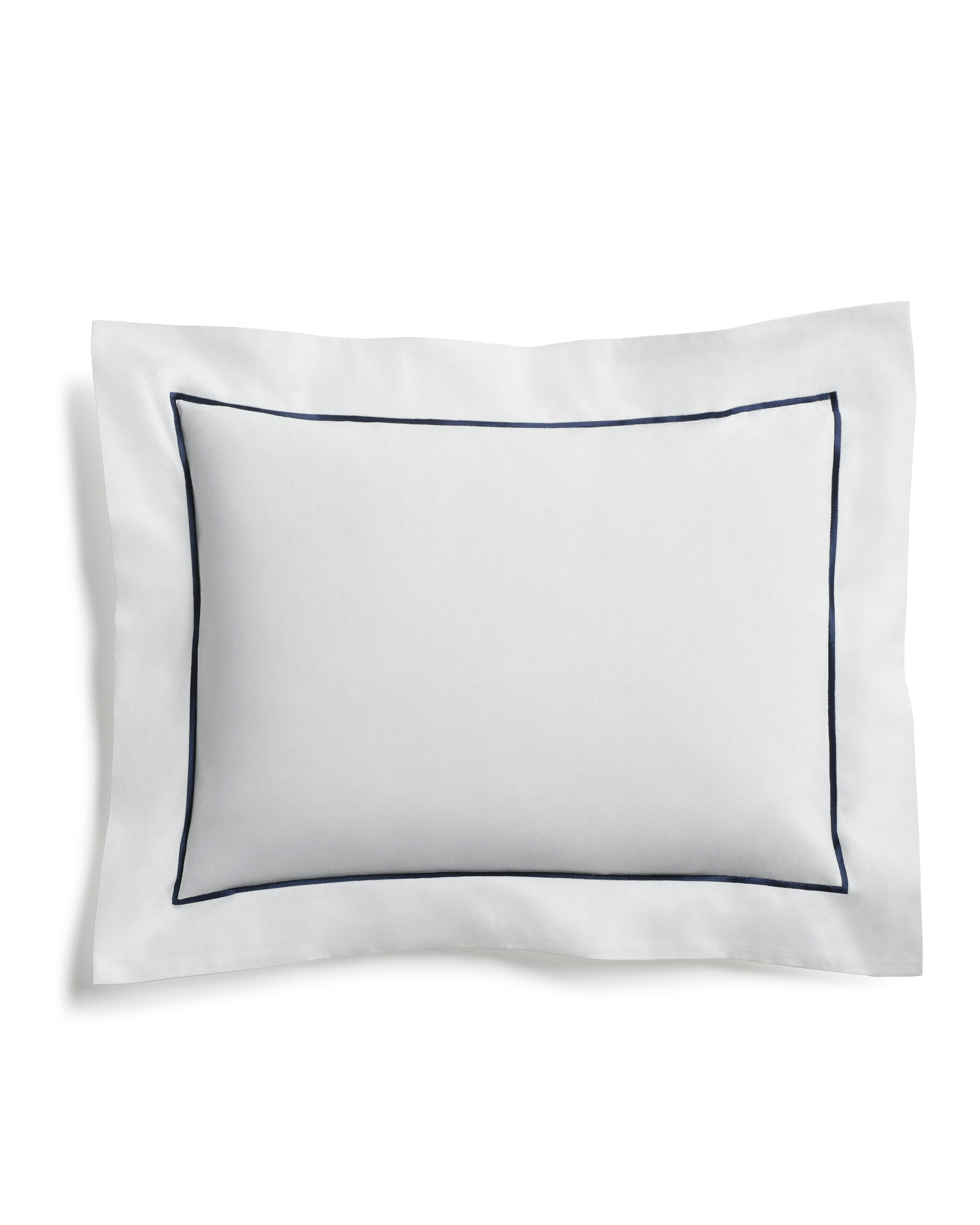 Decorative Pillow in White with Navy Piping in White with Navy Piping#Color_White with Navy Piping