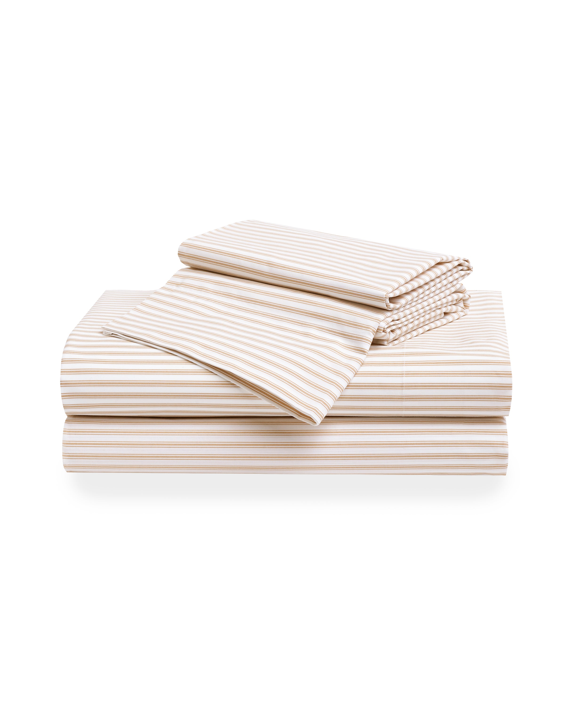 Camel Gingham and Camel Ticking Bedding Set