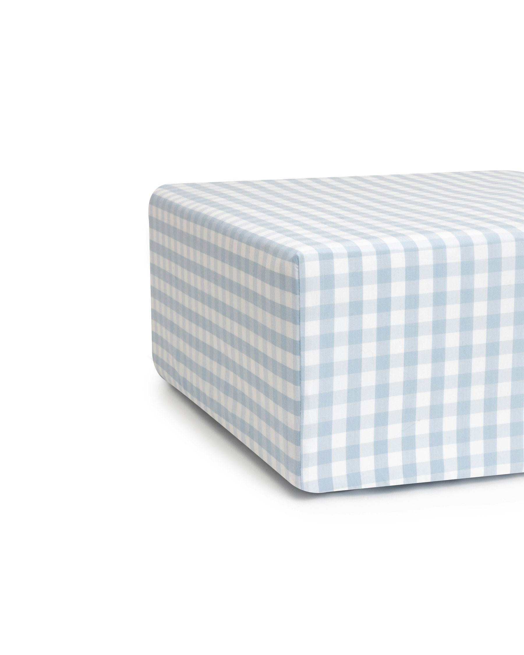 Luxe Premium Cotton Crib Sheet in Pink Gingham in Light Blue Gingham#Color_Light Blue Gingham
