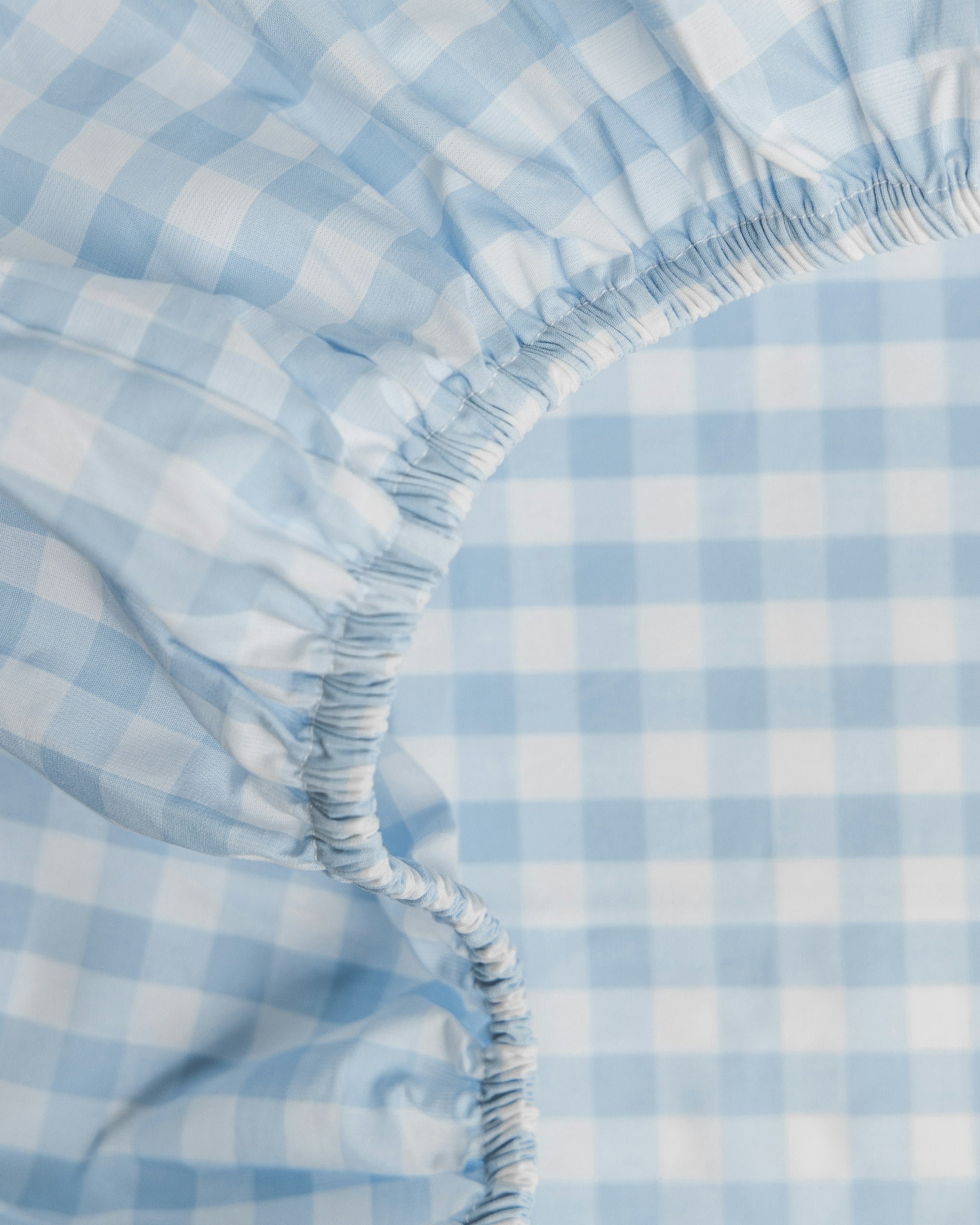 Luxe Premium Cotton Crib Sheet in Pink Gingham in Light Blue Gingham#Color_Light Blue Gingham
