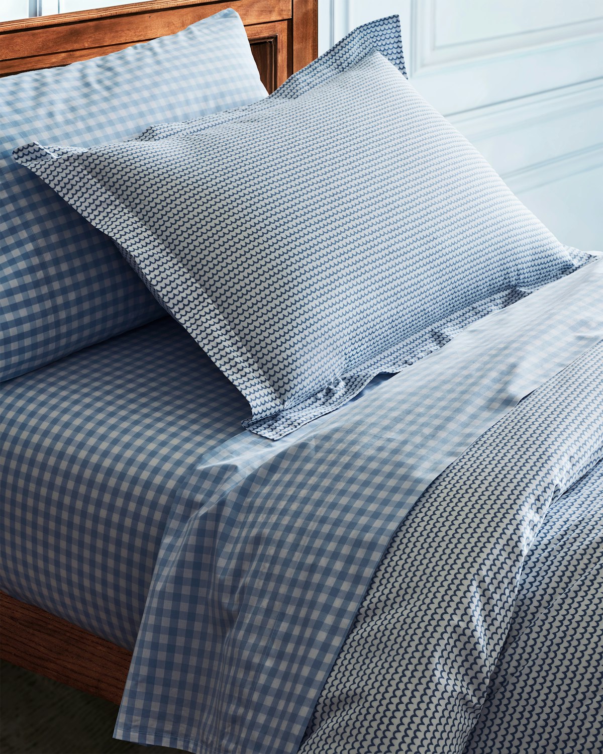Luxe Premium Cotton Bed Sheets in Light Blue Gingham in Light Blue Gingham#Color_Light Blue Gingham