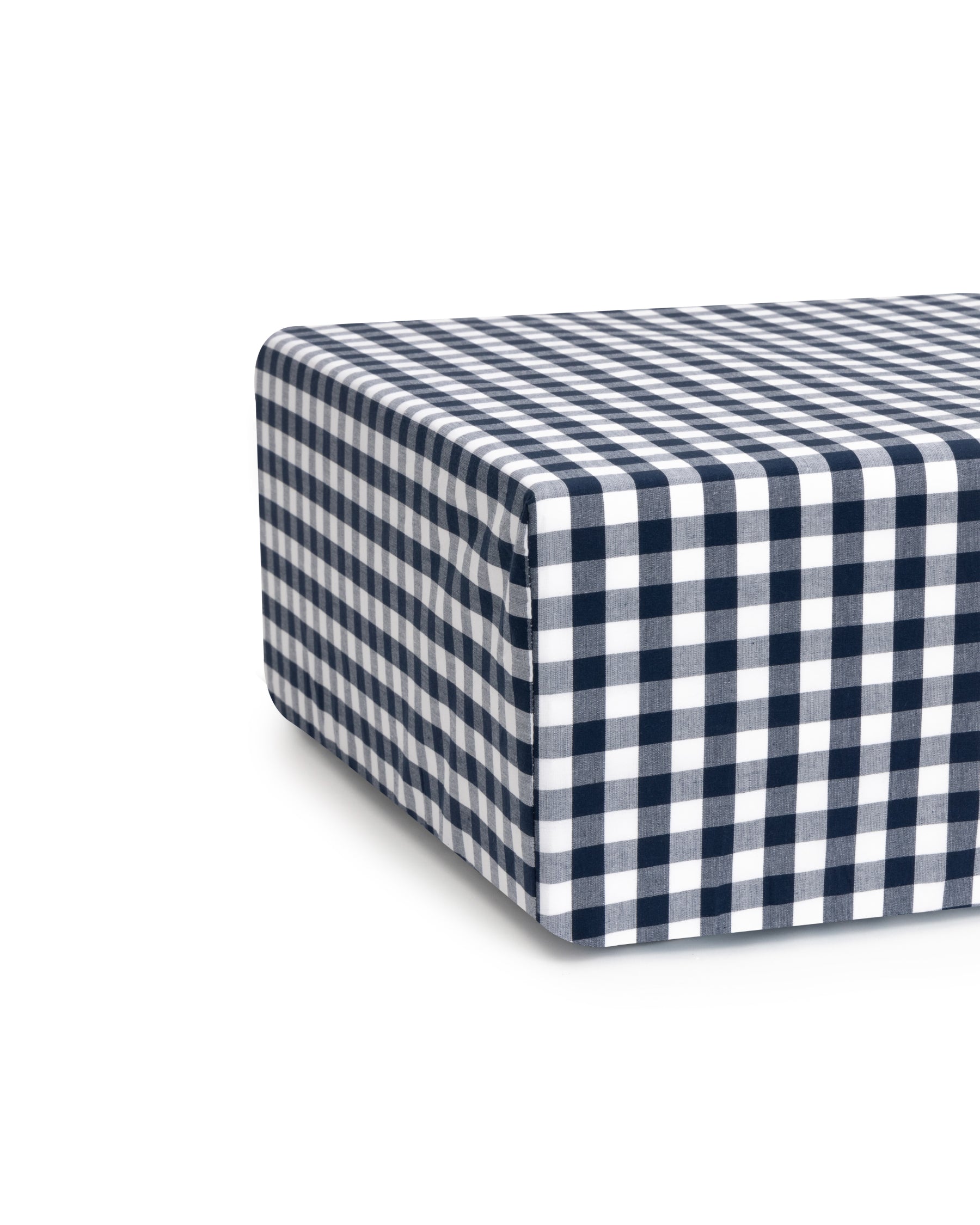 Luxe Premium Cotton Crib Sheet in Navy Gingham in Light Blue Gingham#Color_Navy Gingham