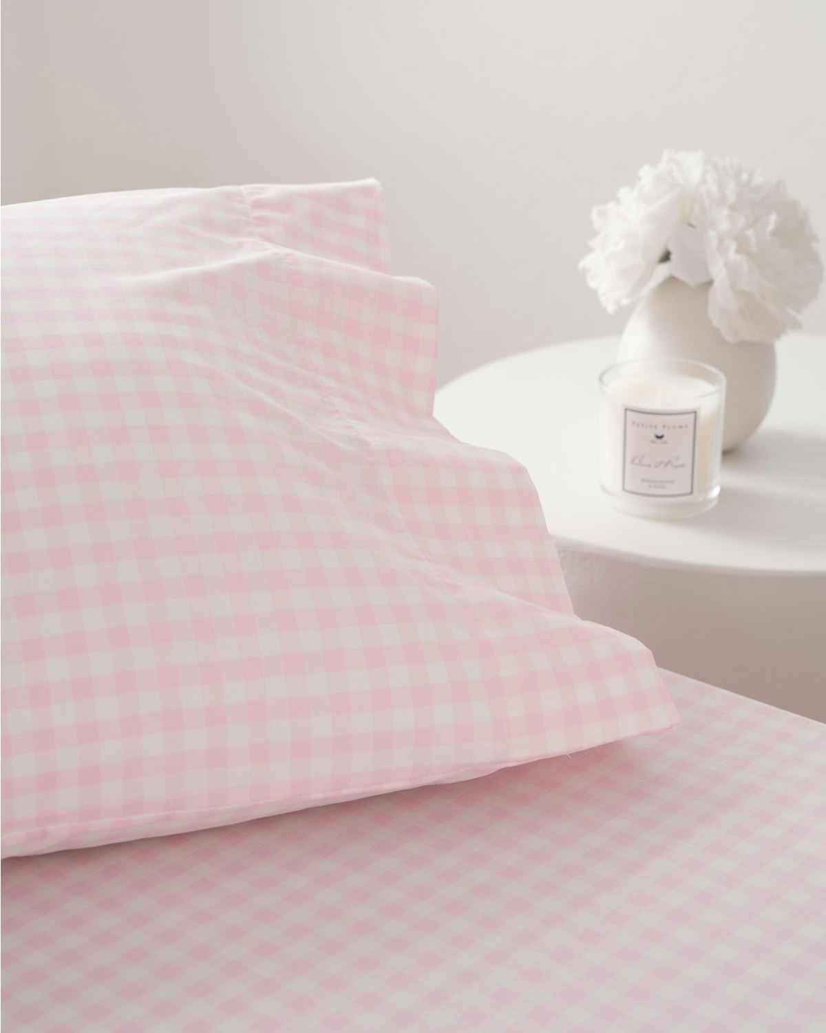 Luxe Premium Cotton Bed Sheets in Light Blue Gingham in Pink Gingham#Color_Pink Gingham