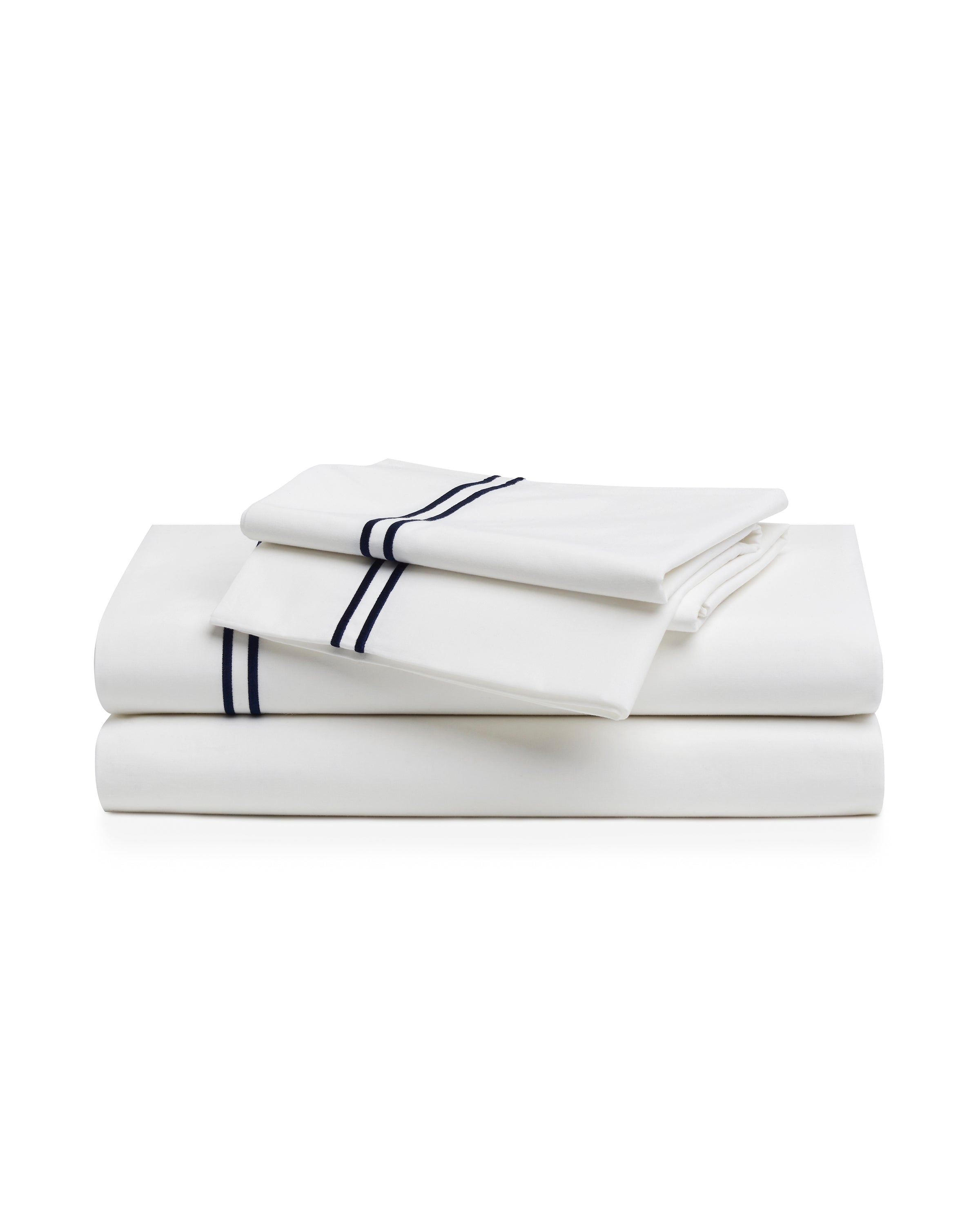 Luxe Premium Cotton Sheets in White with Navy in White with Navy#Color_White with Navy