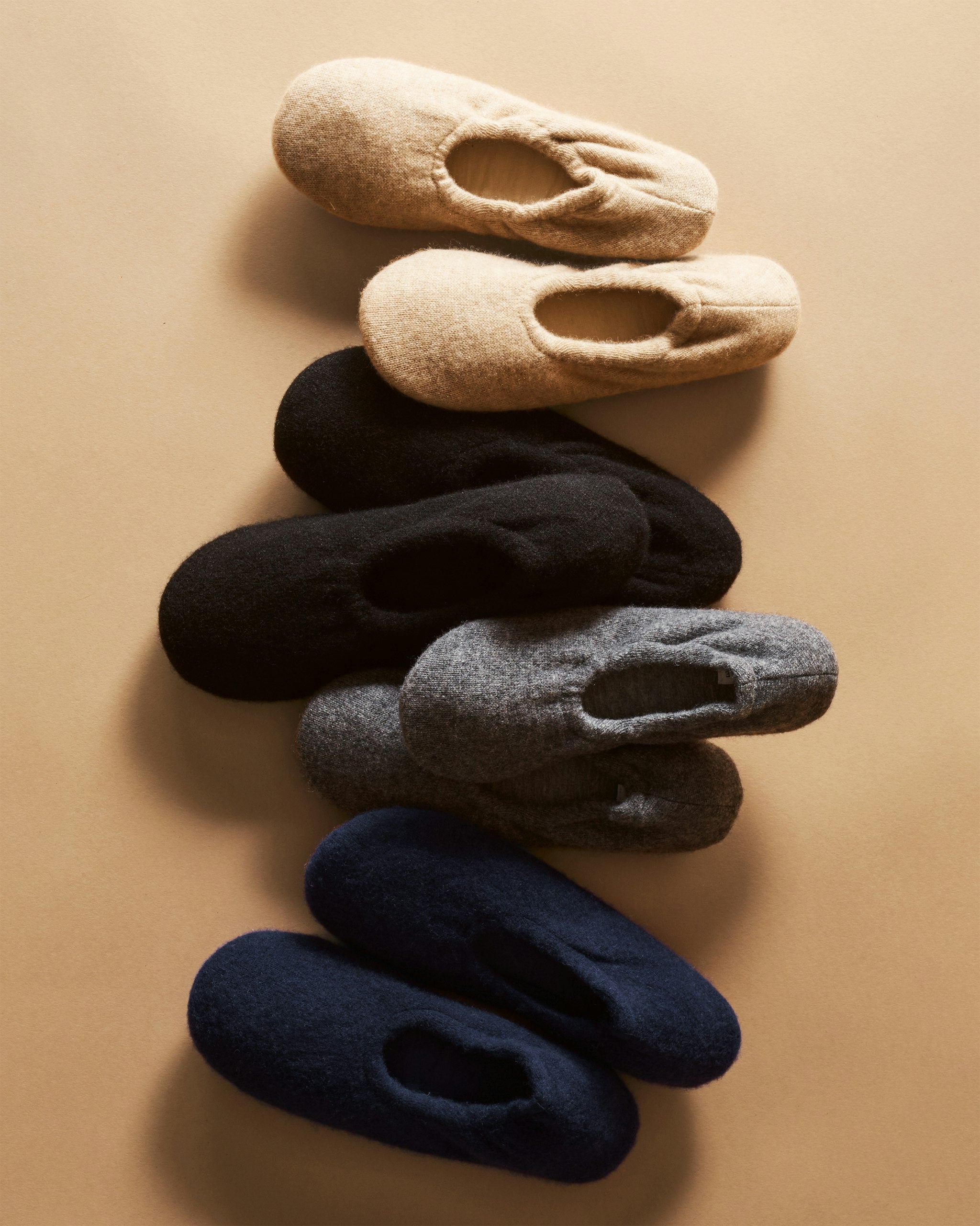 Women's Cashmere Slippers in Navy in Camel#Color_Camel