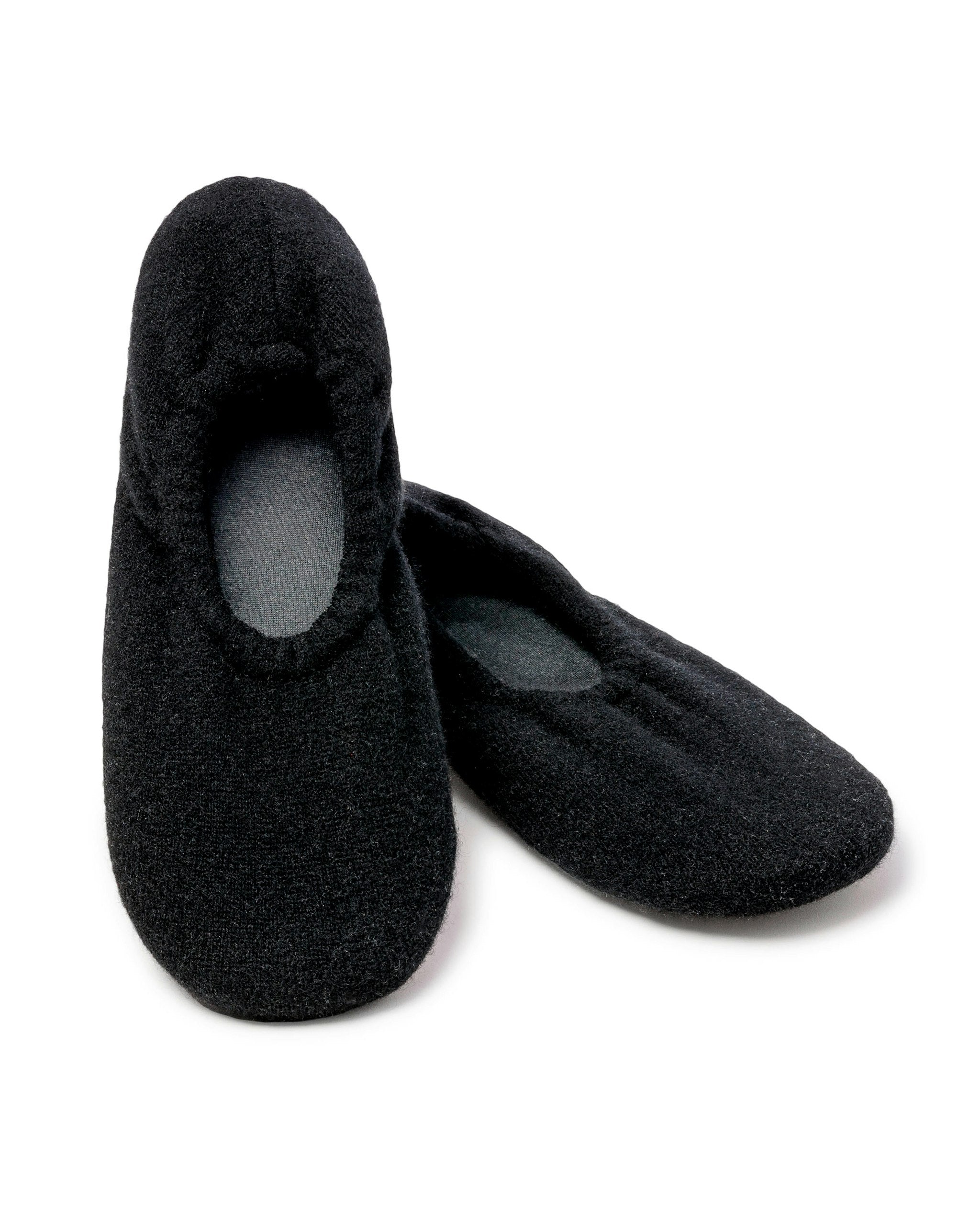Women's Cashmere Slippers in Camel in Black#Color_Black