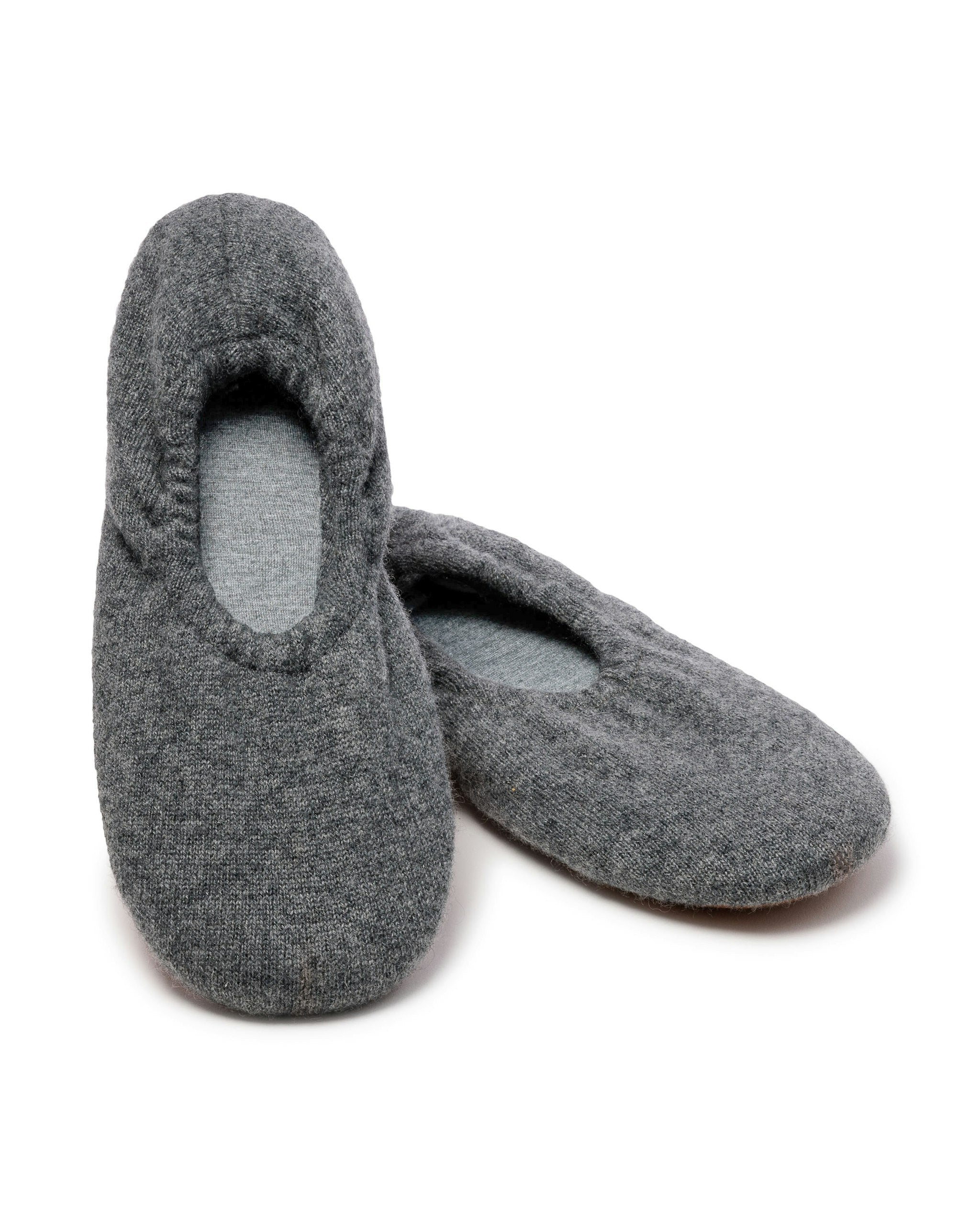 Women's Cashmere Slippers in Camel in Dark Heather Grey#Color_Dark Heather Grey