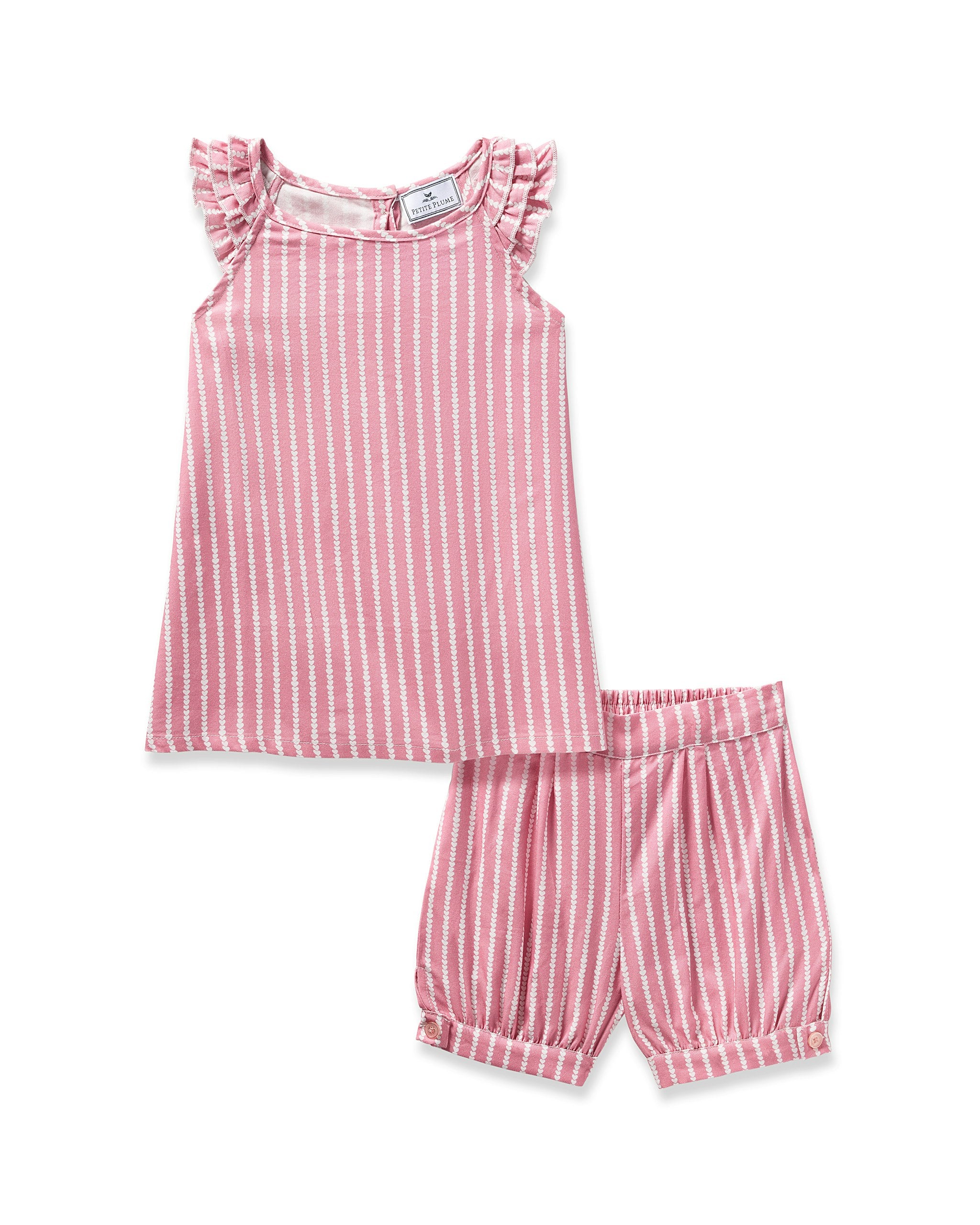Girl's Twill Amelie Short Set in Love Lines in Love Lines#Color_Love Lines
