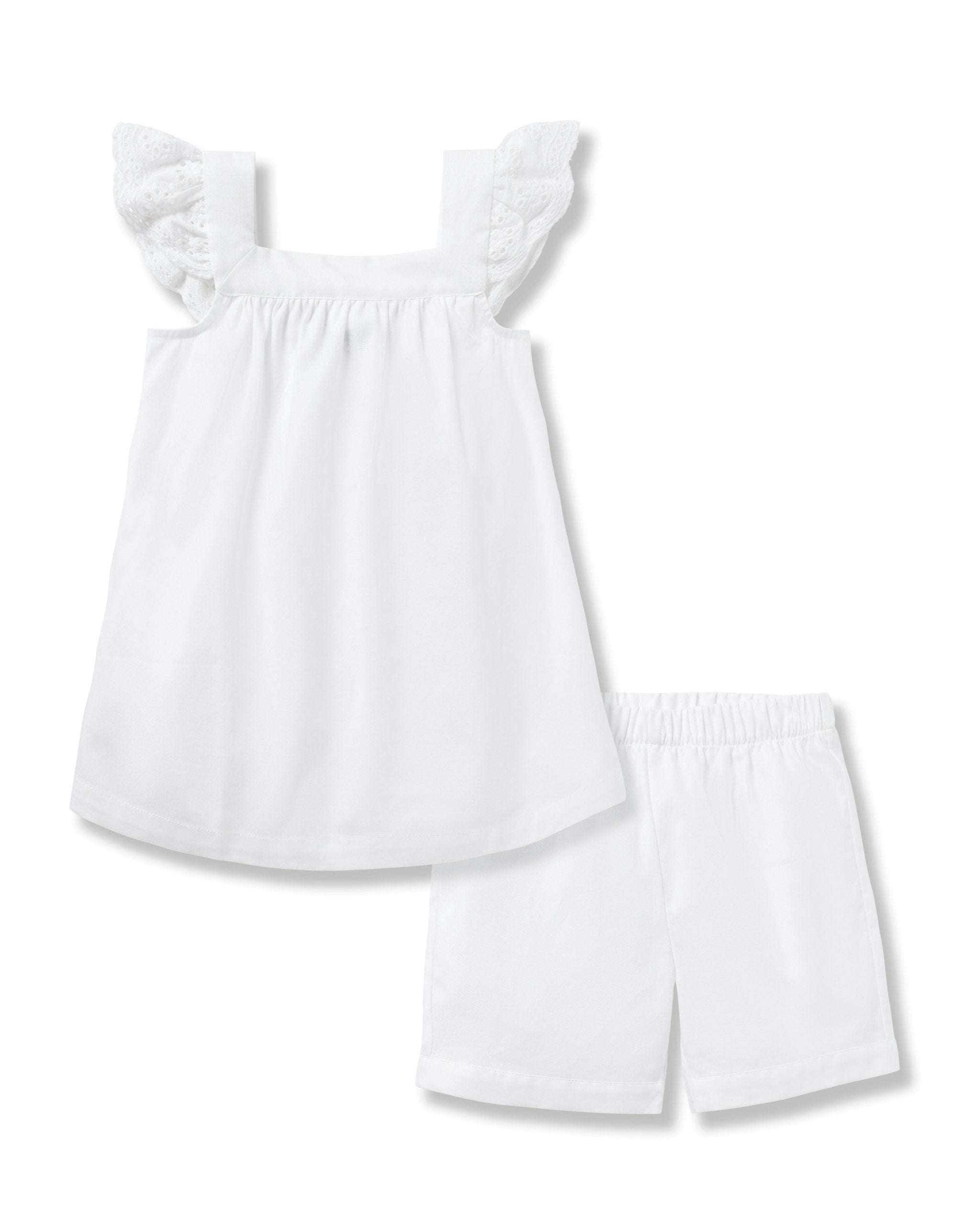 Girl's Twill Clara Short Set in White in White#Color_White