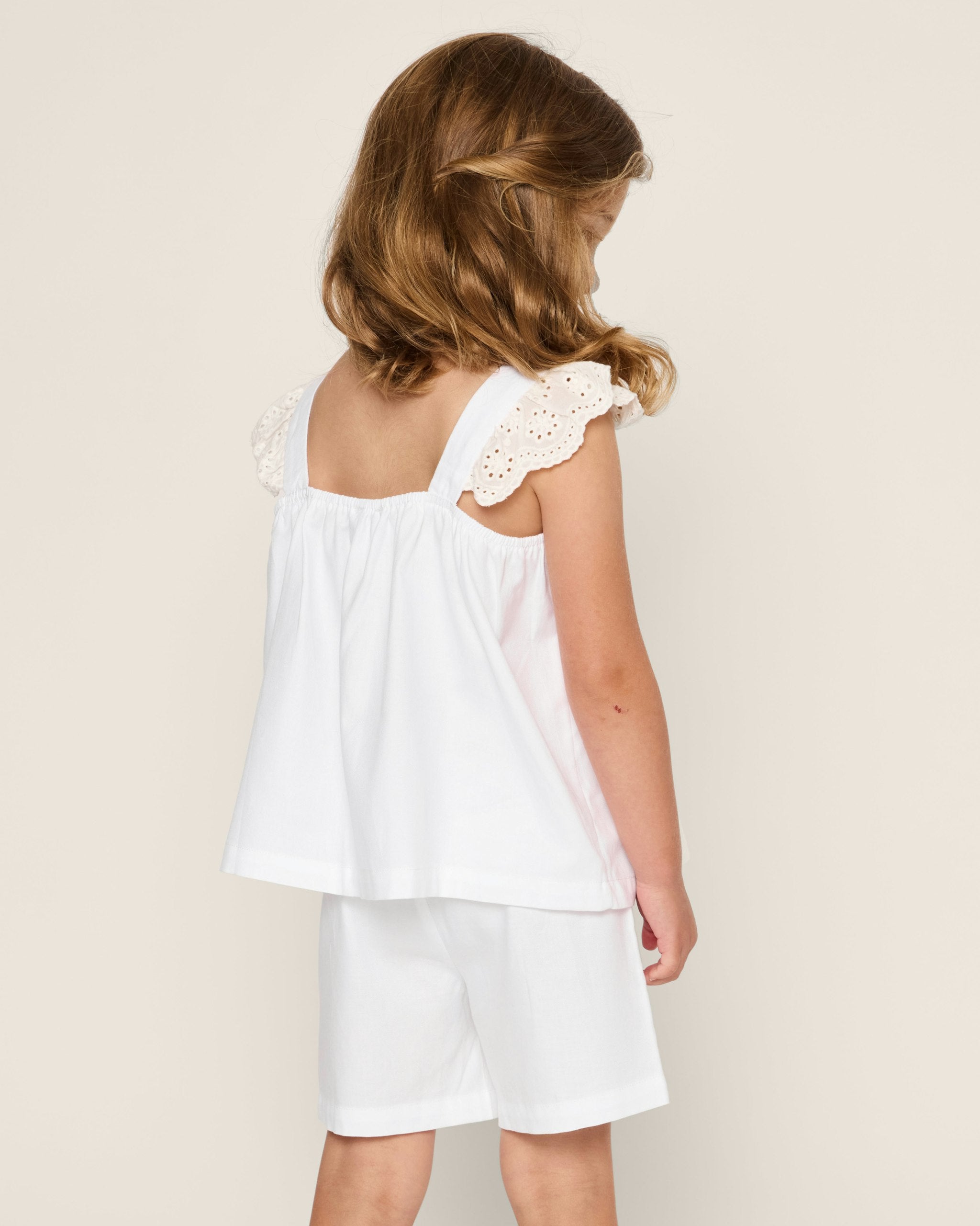 Girl's Twill Clara Short Set in Navy in White#Color_White