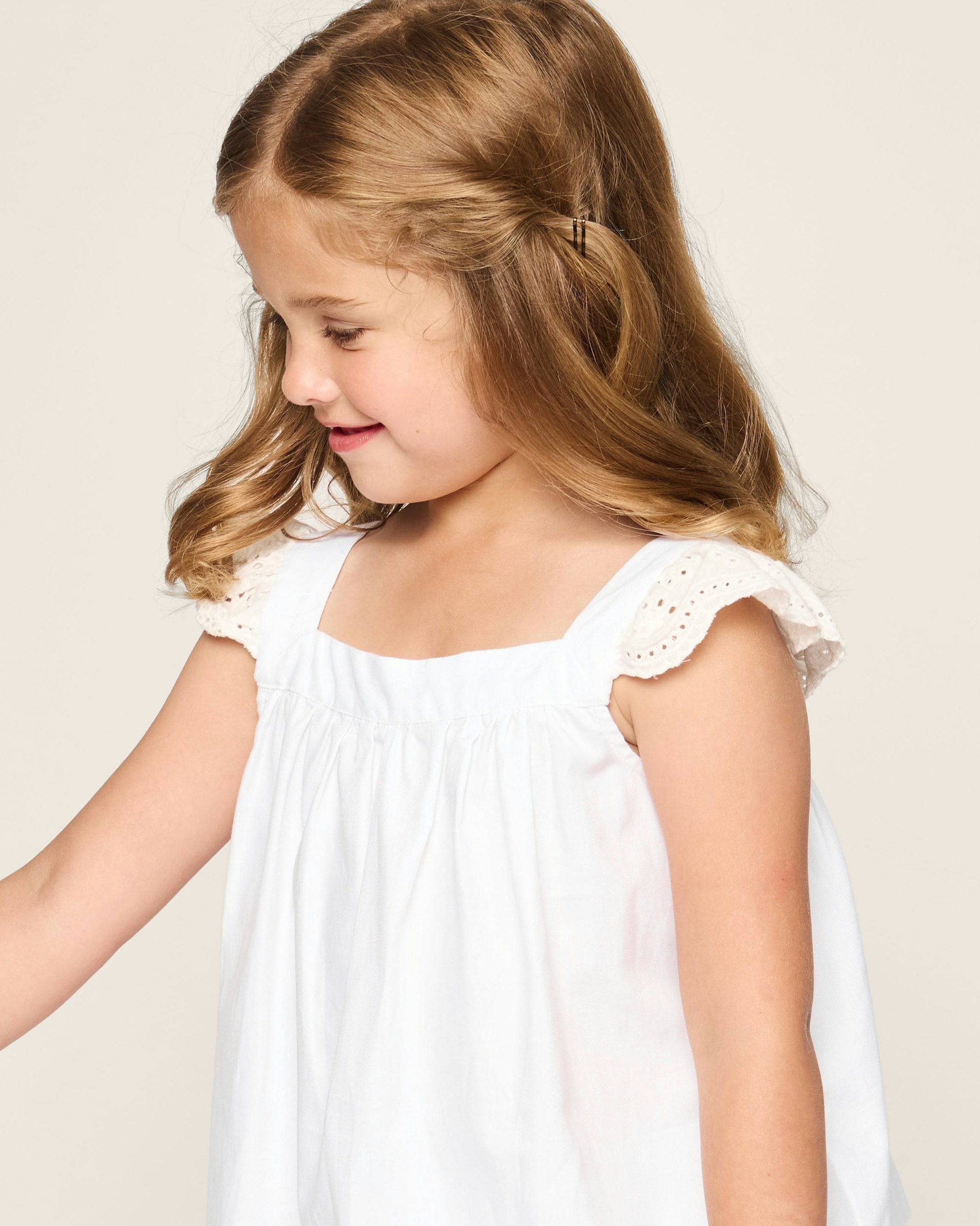 Girl's Twill Clara Short Set in Navy in White#Color_White