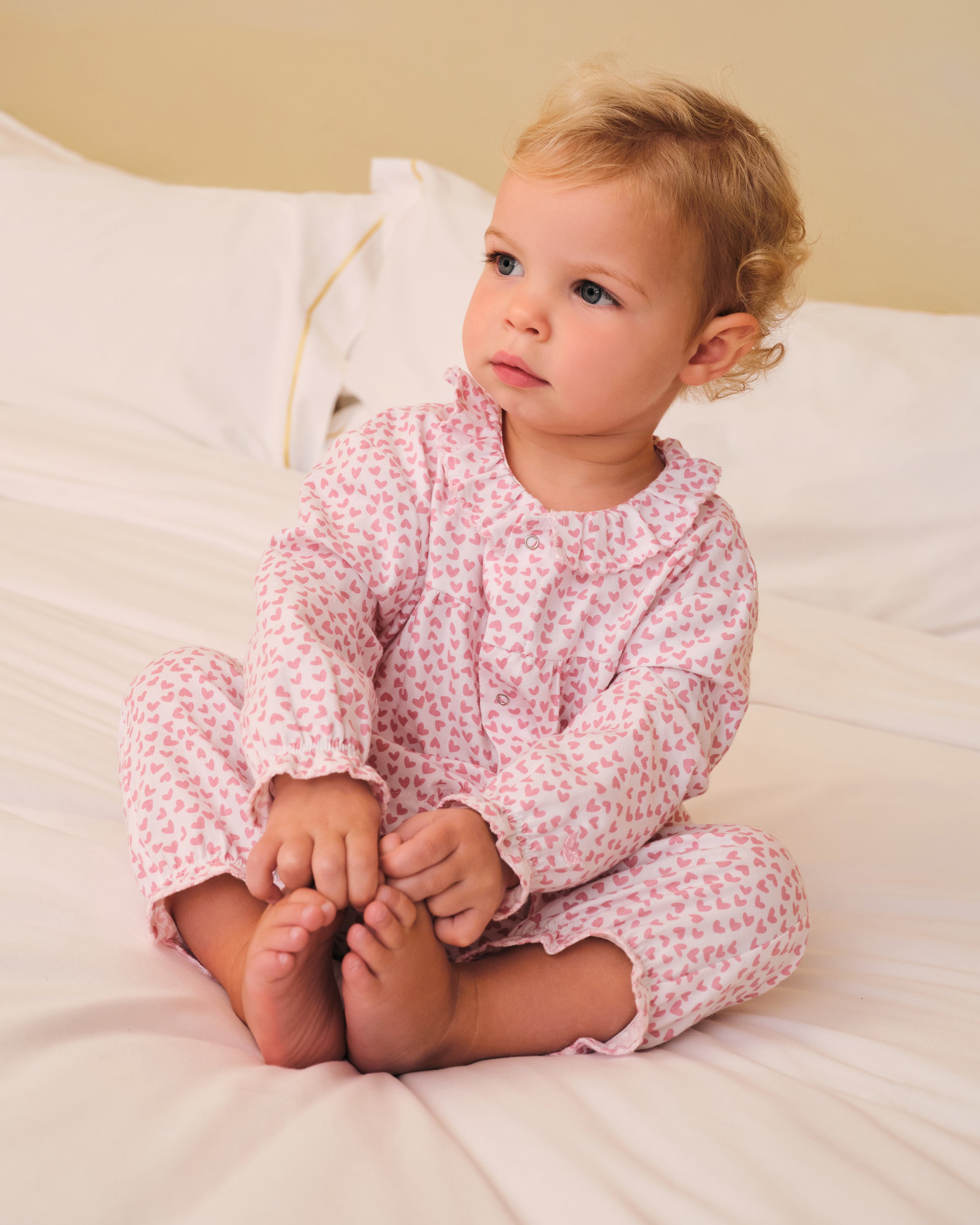 Baby's Twill Madeline Romper in Sweethearts