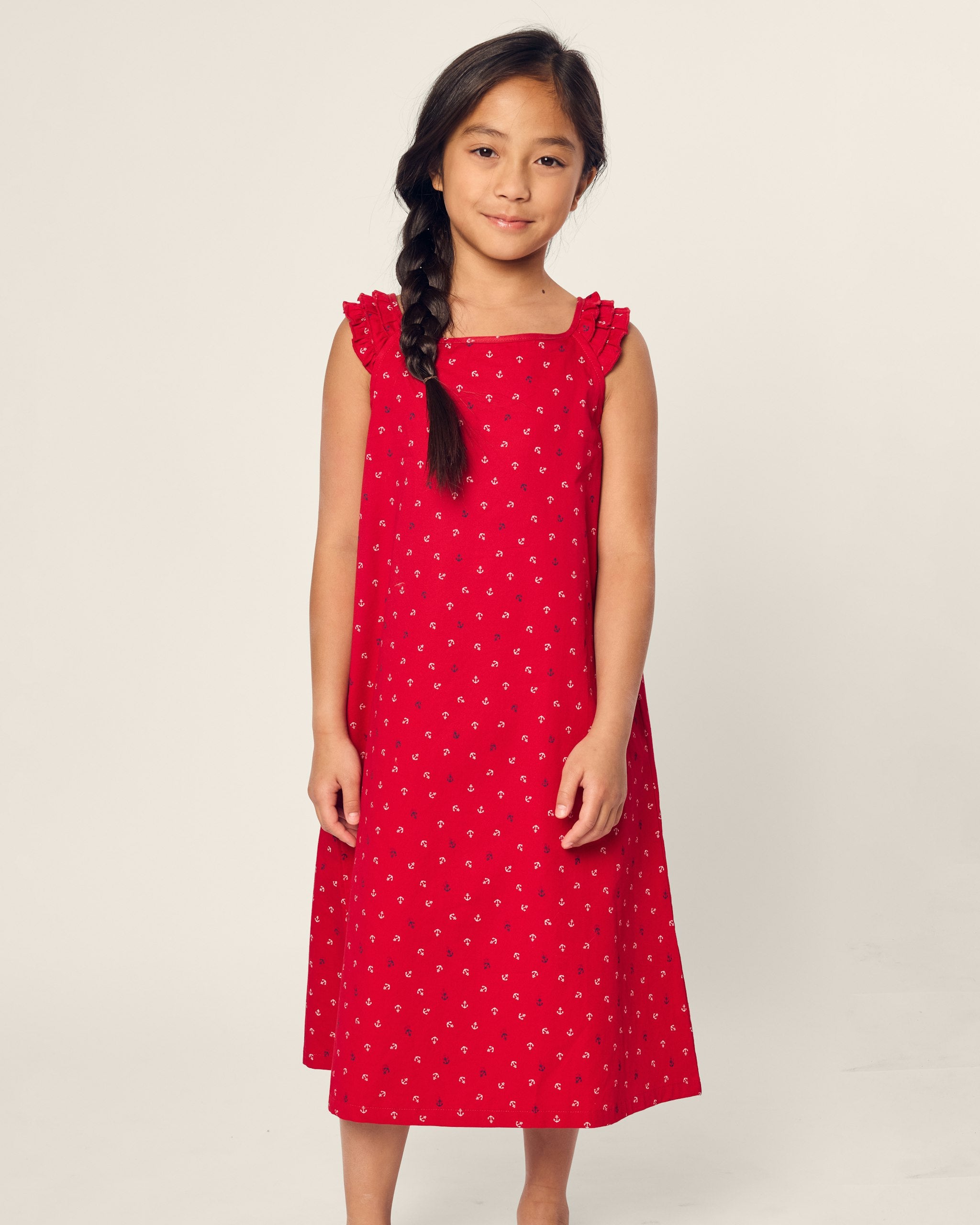 Girl's Twill Amelie Nightgown in Buzzing Bees in Anchors Away#Color_Anchors Away