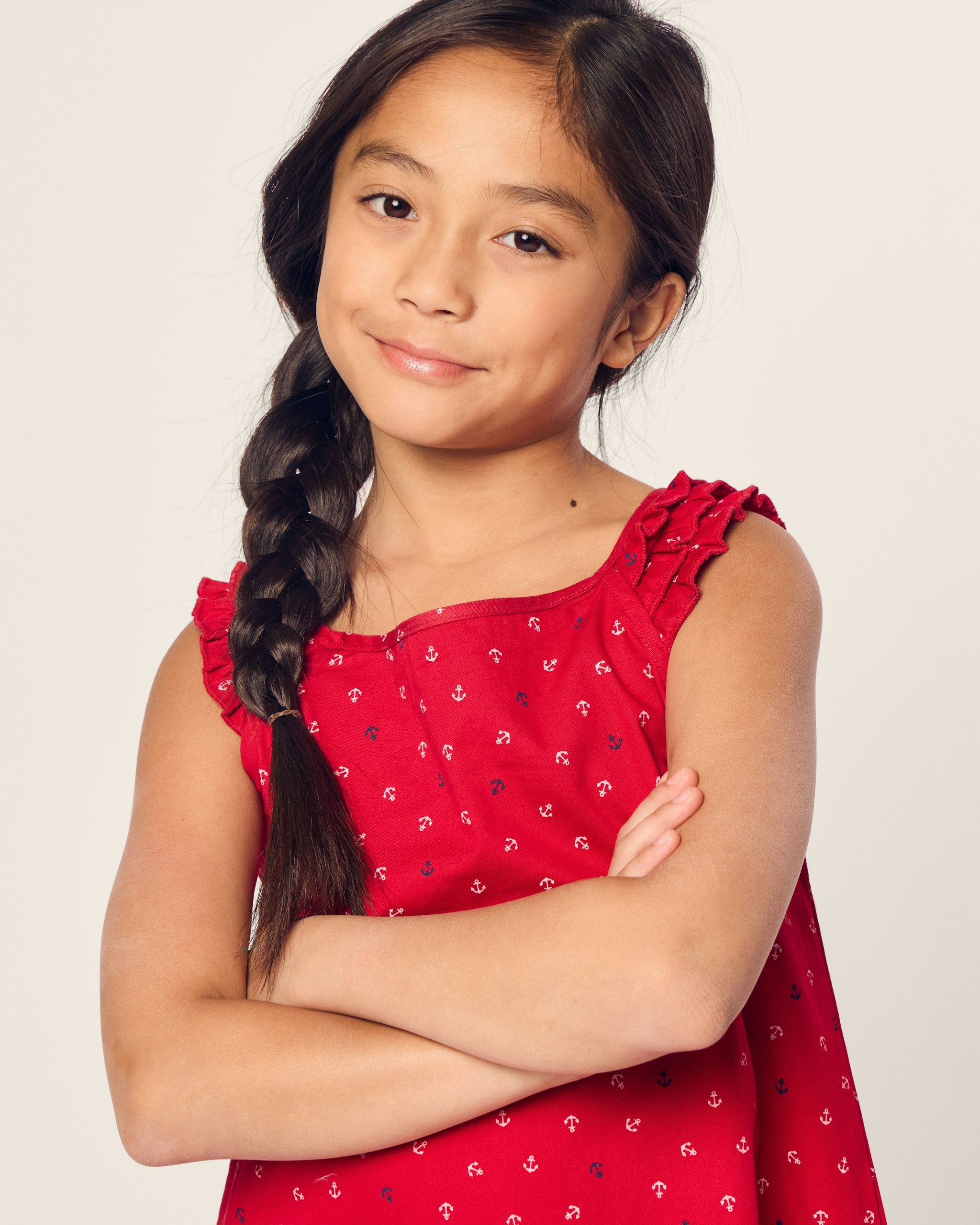 Girl's Twill Amelie Nightgown in Buzzing Bees in Anchors Away#Color_Anchors Away