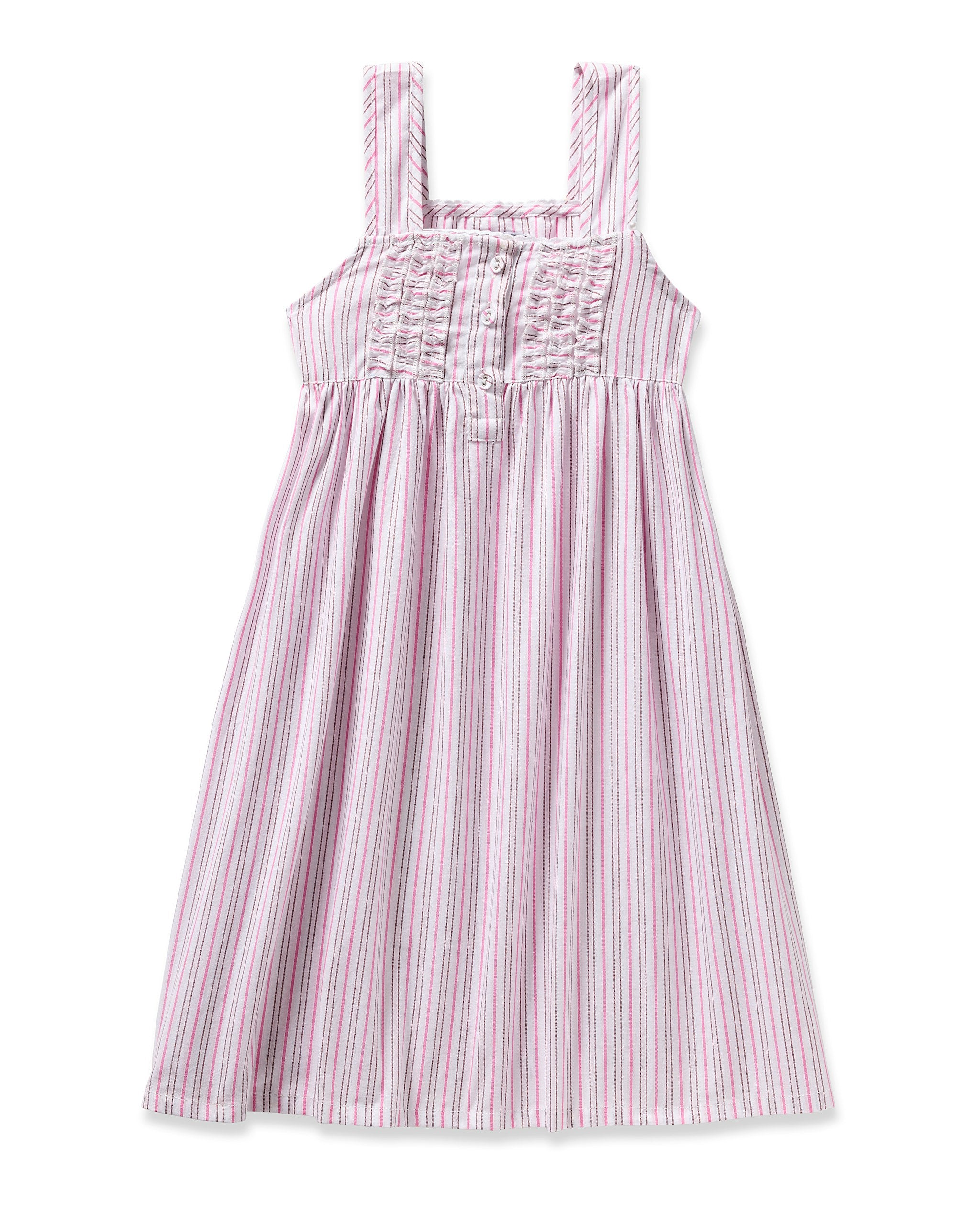 Girl's Twill Charlotte Nightgown in Lavender French Ticking in Blush Boulevard#Color_Blush Boulevard