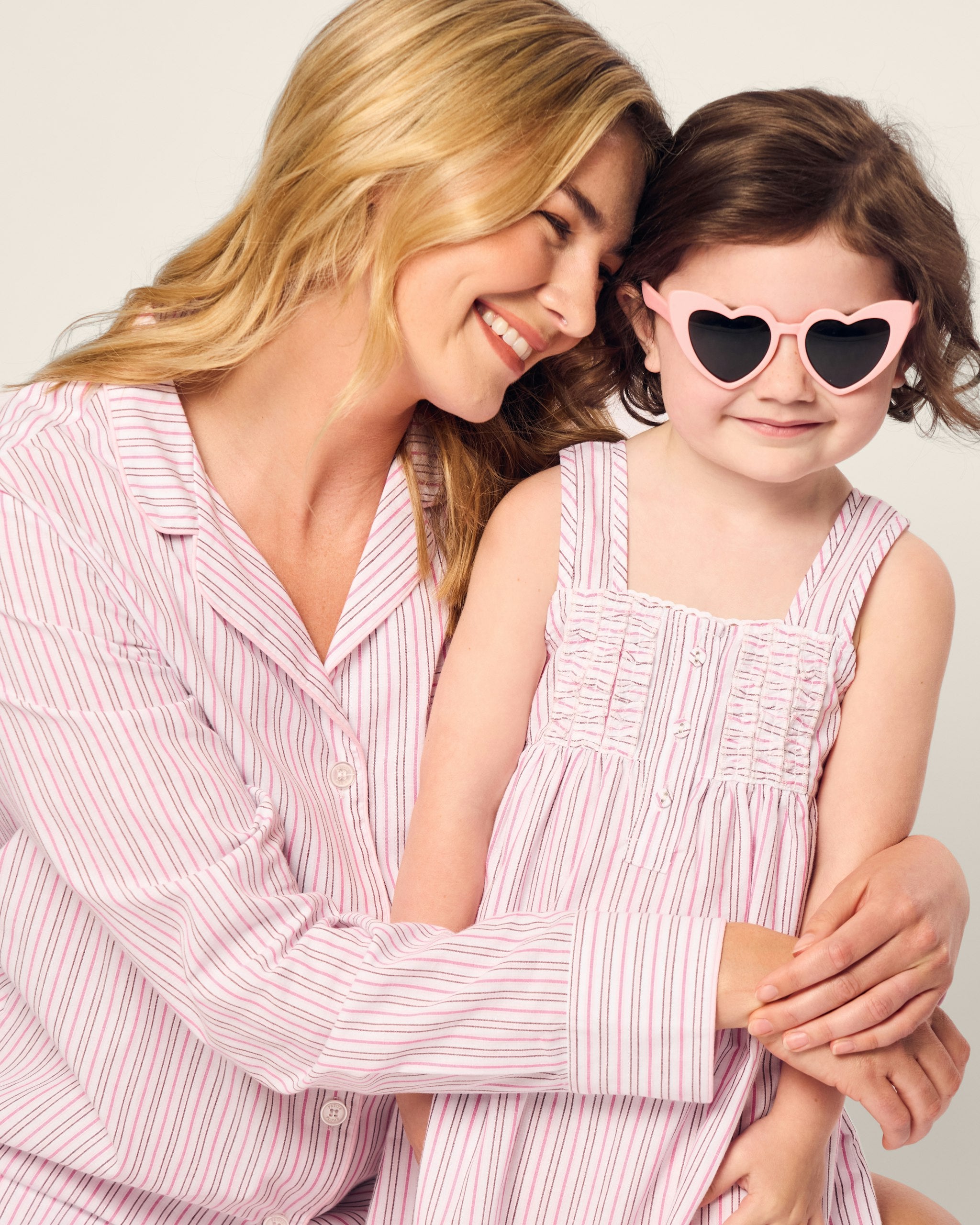 Girl's Twill Charlotte Nightgown in Lavender French Ticking in Blush Boulevard#Color_Blush Boulevard