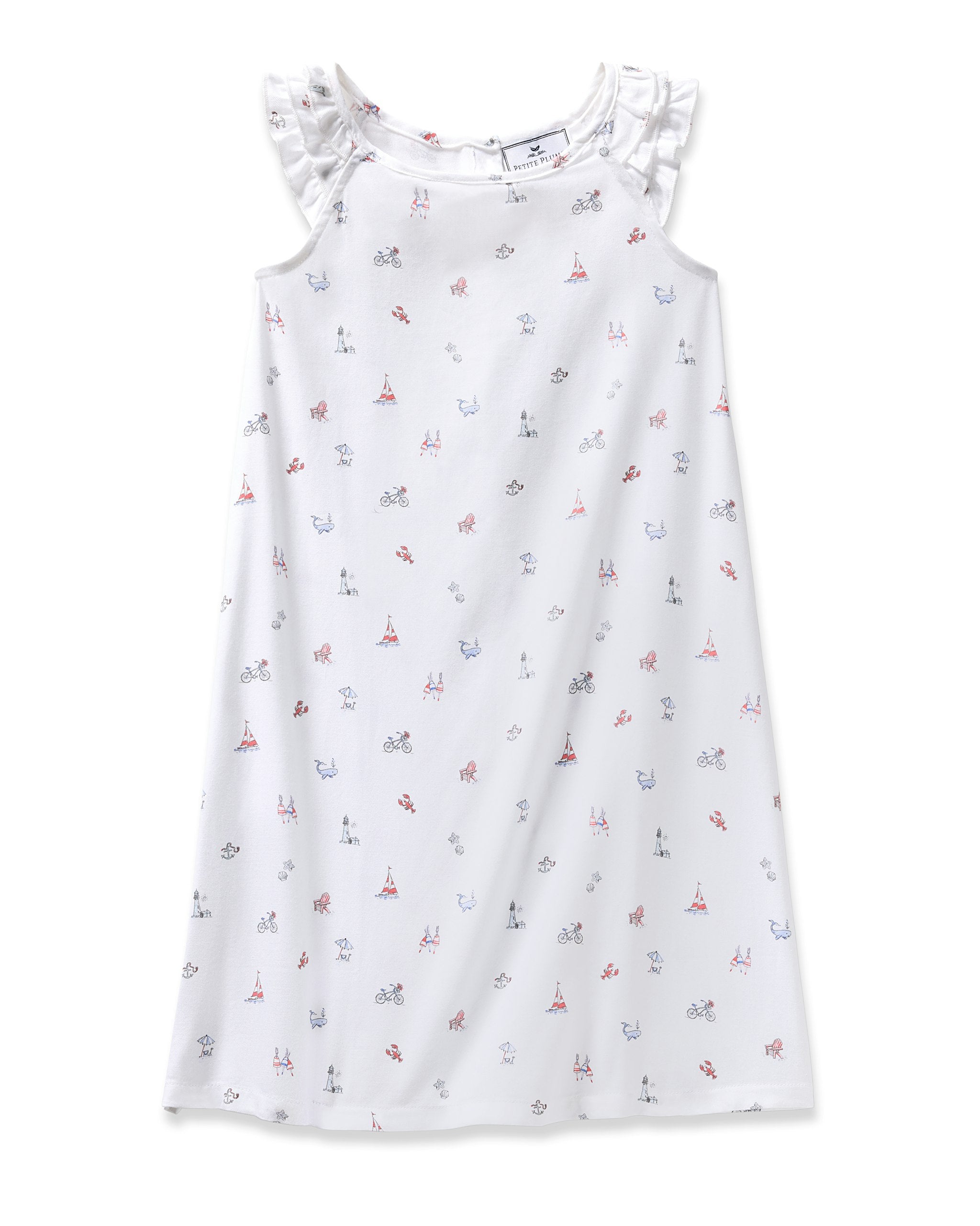 Girl's Twill Amelie Nightgown in Buzzing Bees in Coastal Charms#Color_Coastal Charms