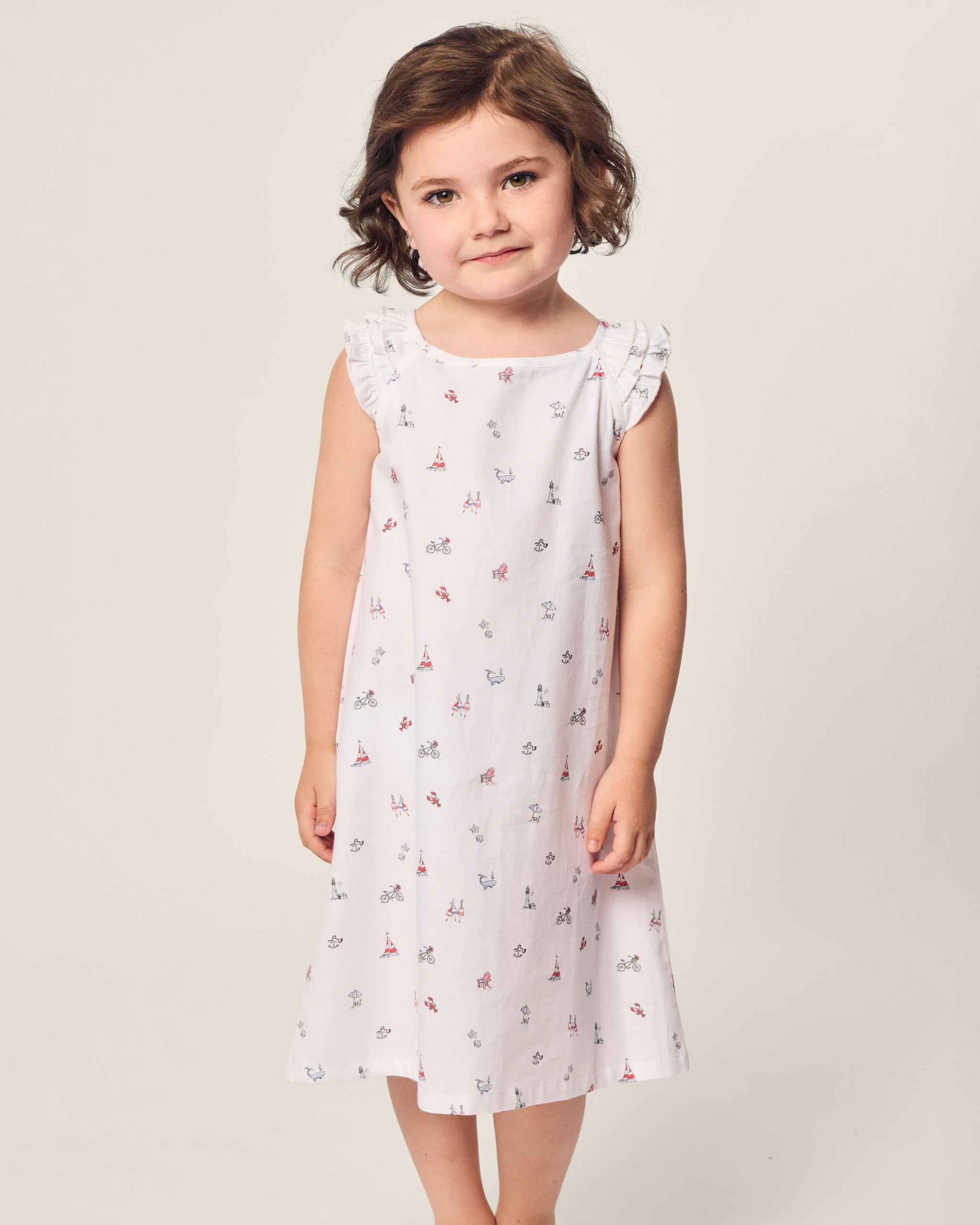 Girl's Twill Amelie Nightgown in Buzzing Bees in Coastal Charms#Color_Coastal Charms