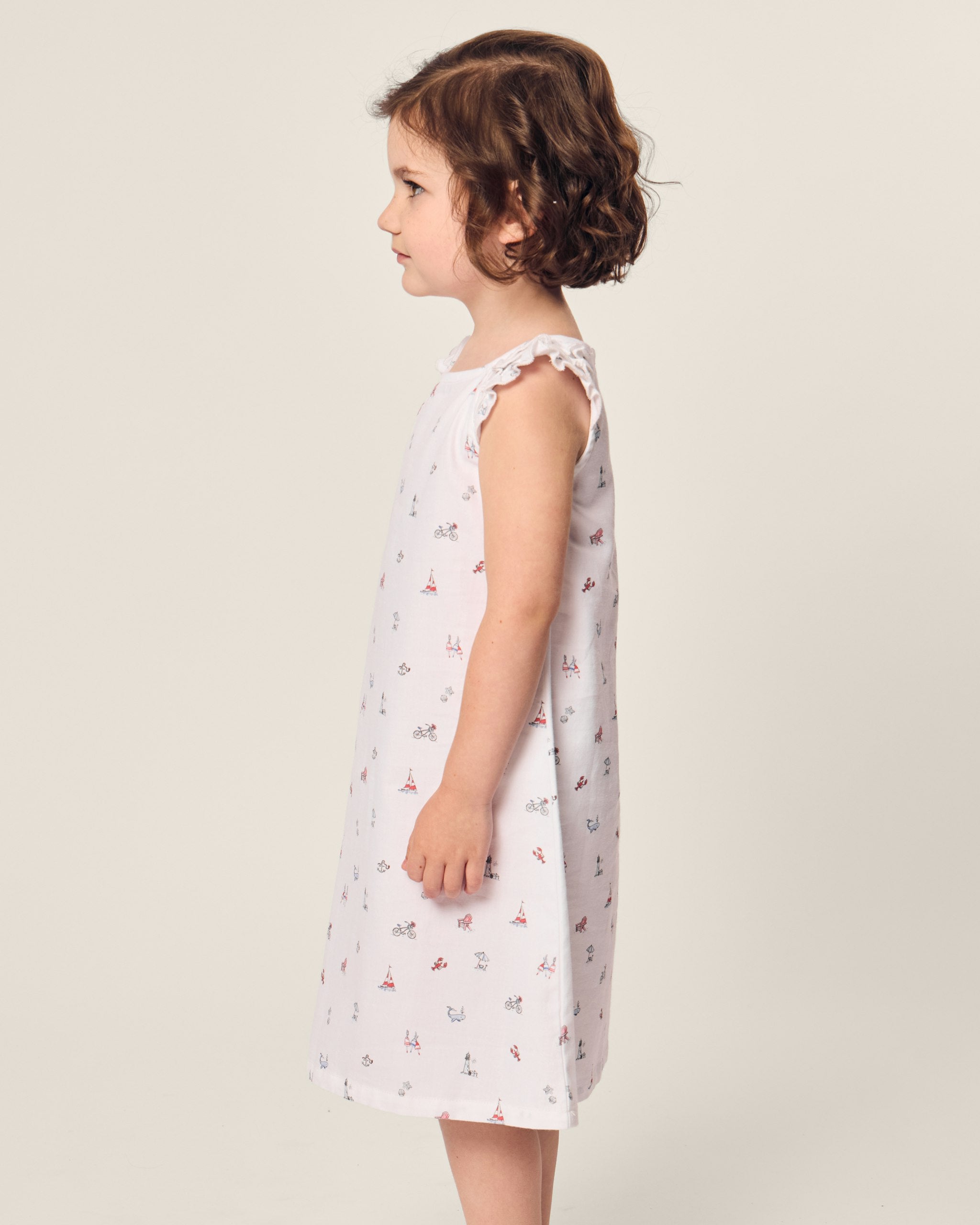 Girl's Twill Amelie Nightgown in Buzzing Bees in Coastal Charms#Color_Coastal Charms