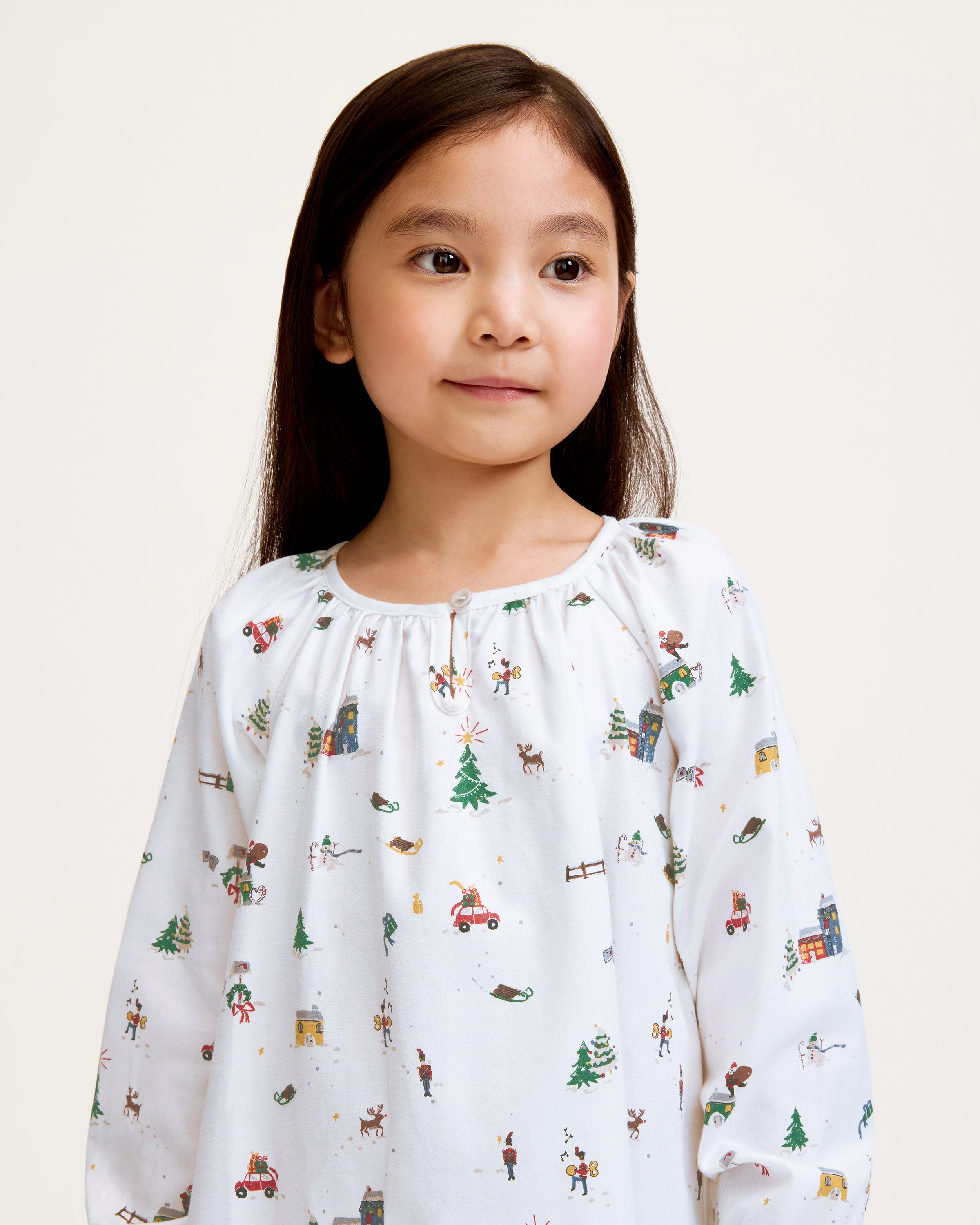 Girl's Twill Delphine Nightgown in Holiday Town
