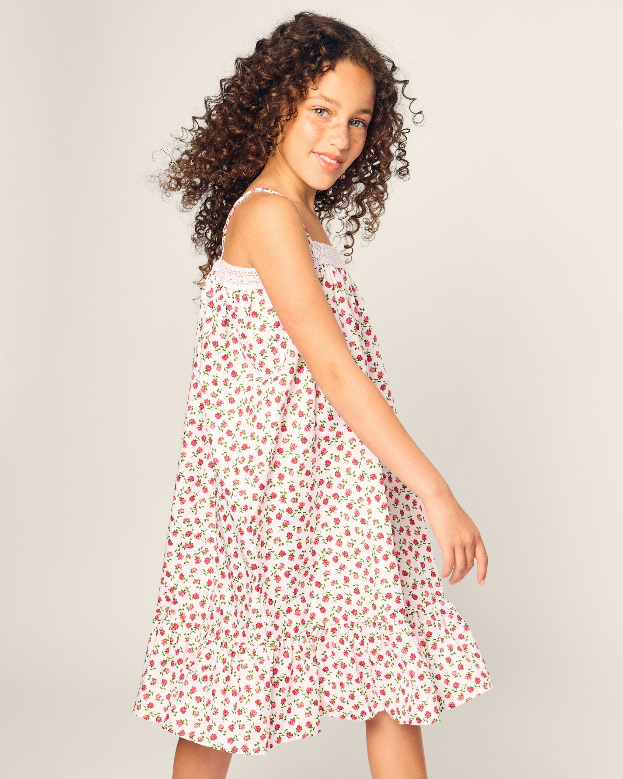 Girl's Twill Lily Nightgown in Seashell Splendor in Petite Petals#Color_Petite Petals