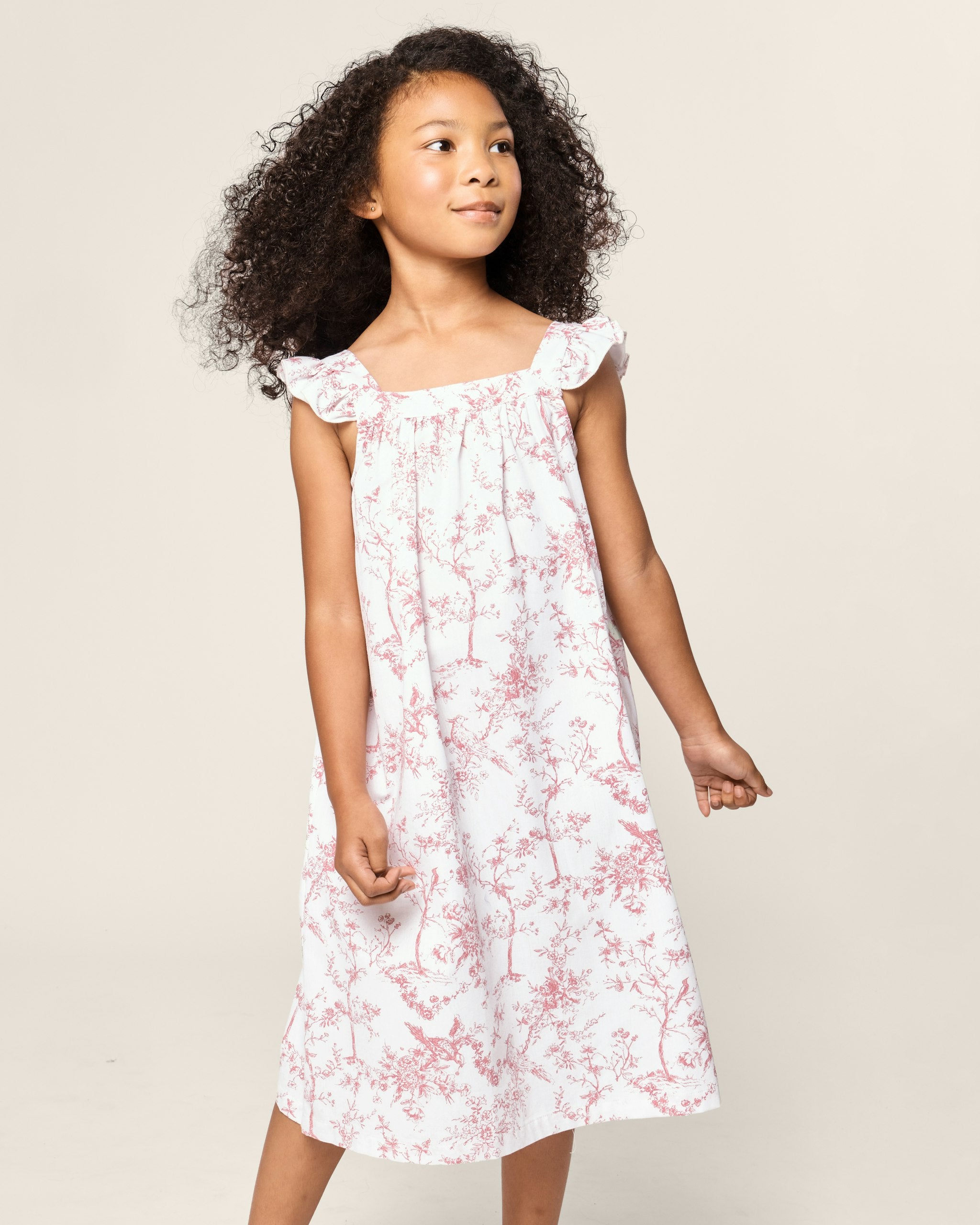 Girl's Twill Clara Nightgown in White in Pink Timeless Toile#Color_Pink Timeless Toile