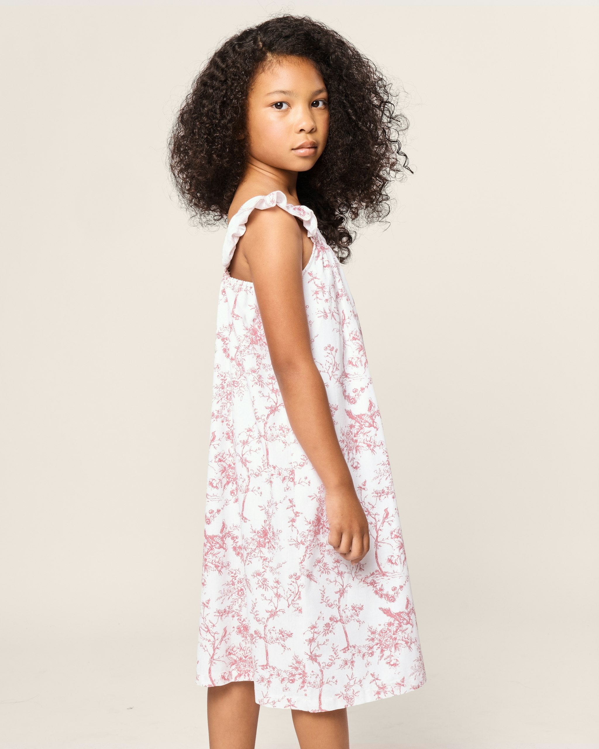 Girl's Twill Clara Nightgown in White in Pink Timeless Toile#Color_Pink Timeless Toile