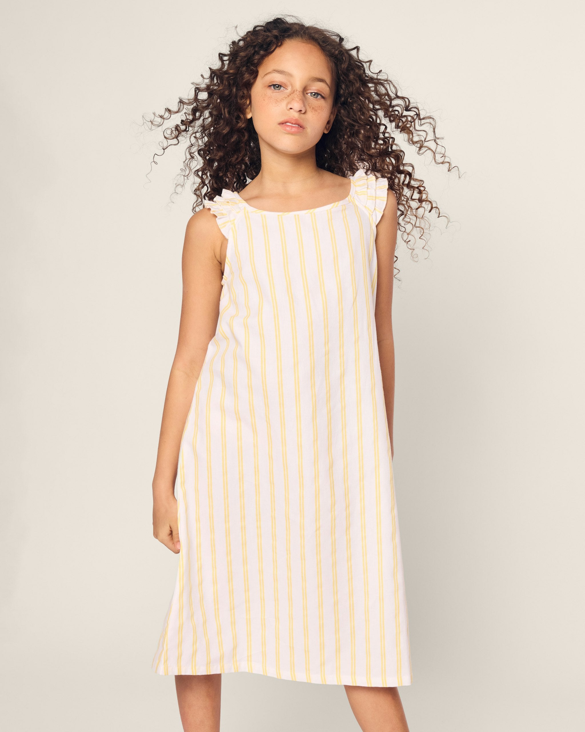 Girl's Twill Amelie Nightgown in Sunny Stripe in Sunny Stripe#Color_Sunny Stripe