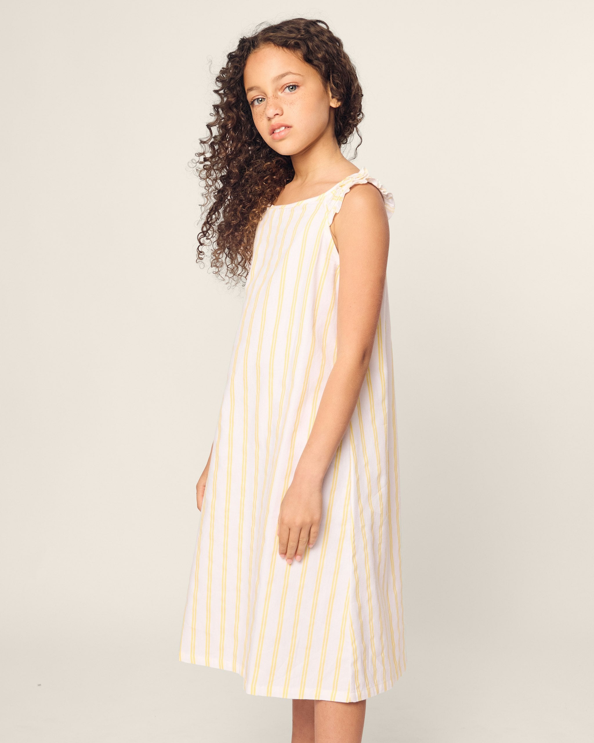 Girl's Twill Amelie Nightgown in Sunny Stripe in Sunny Stripe#Color_Sunny Stripe