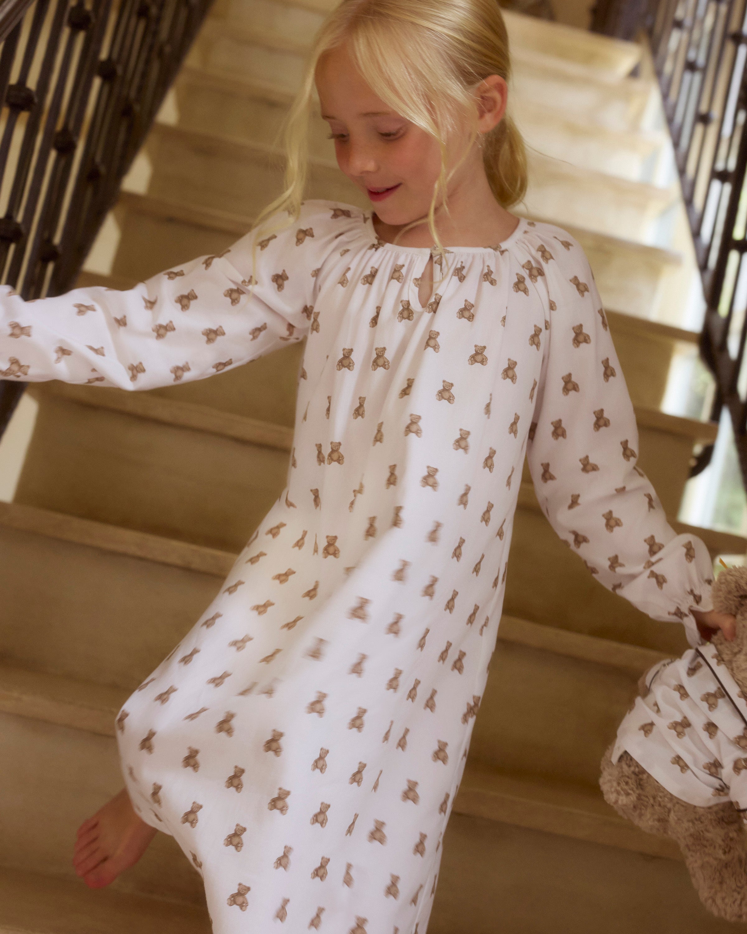 Girl's Twill Delphine Nightgown in Teddy Tales