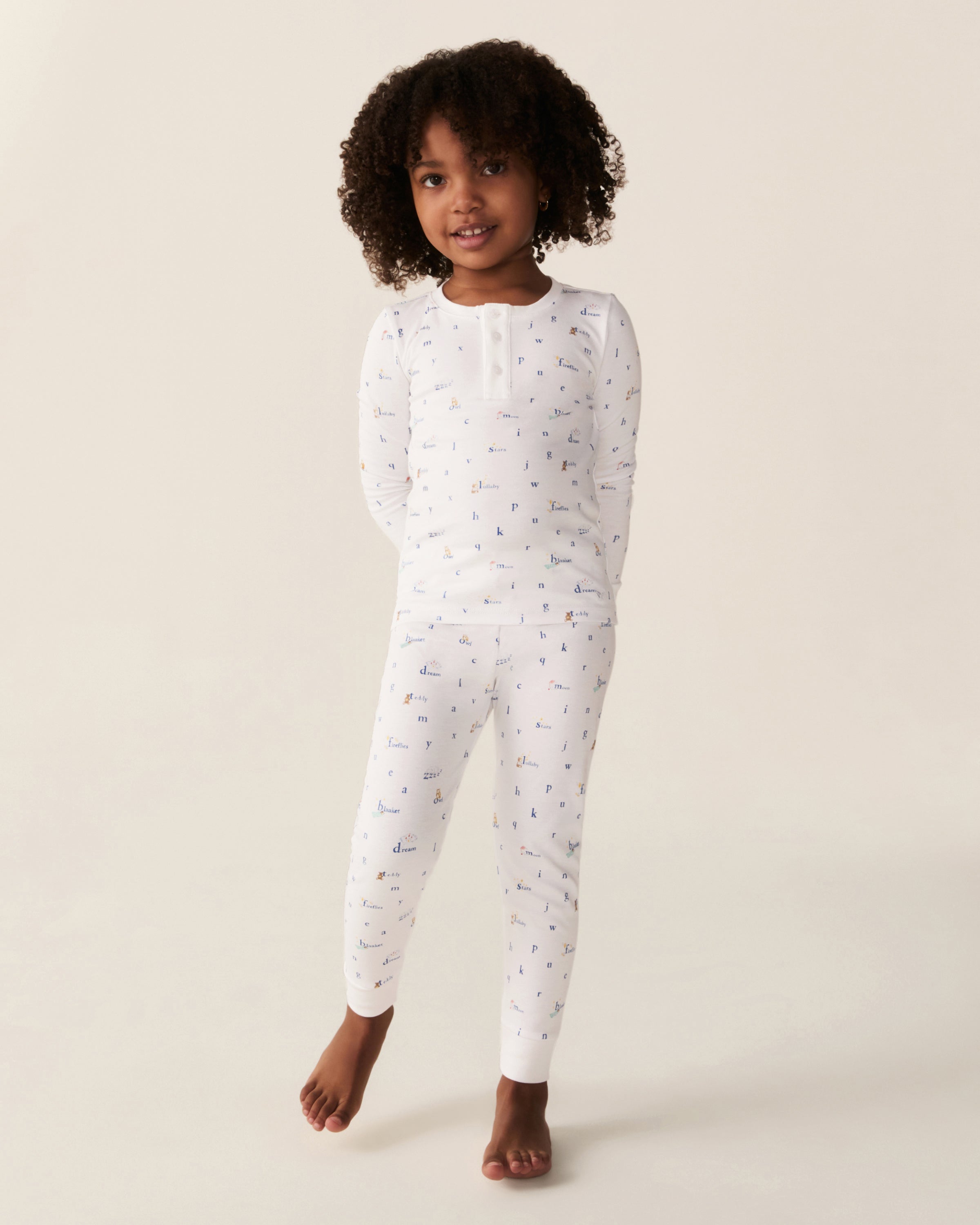 Kid's Pima Snug Fit Pajama Set in Letters and Lullabies