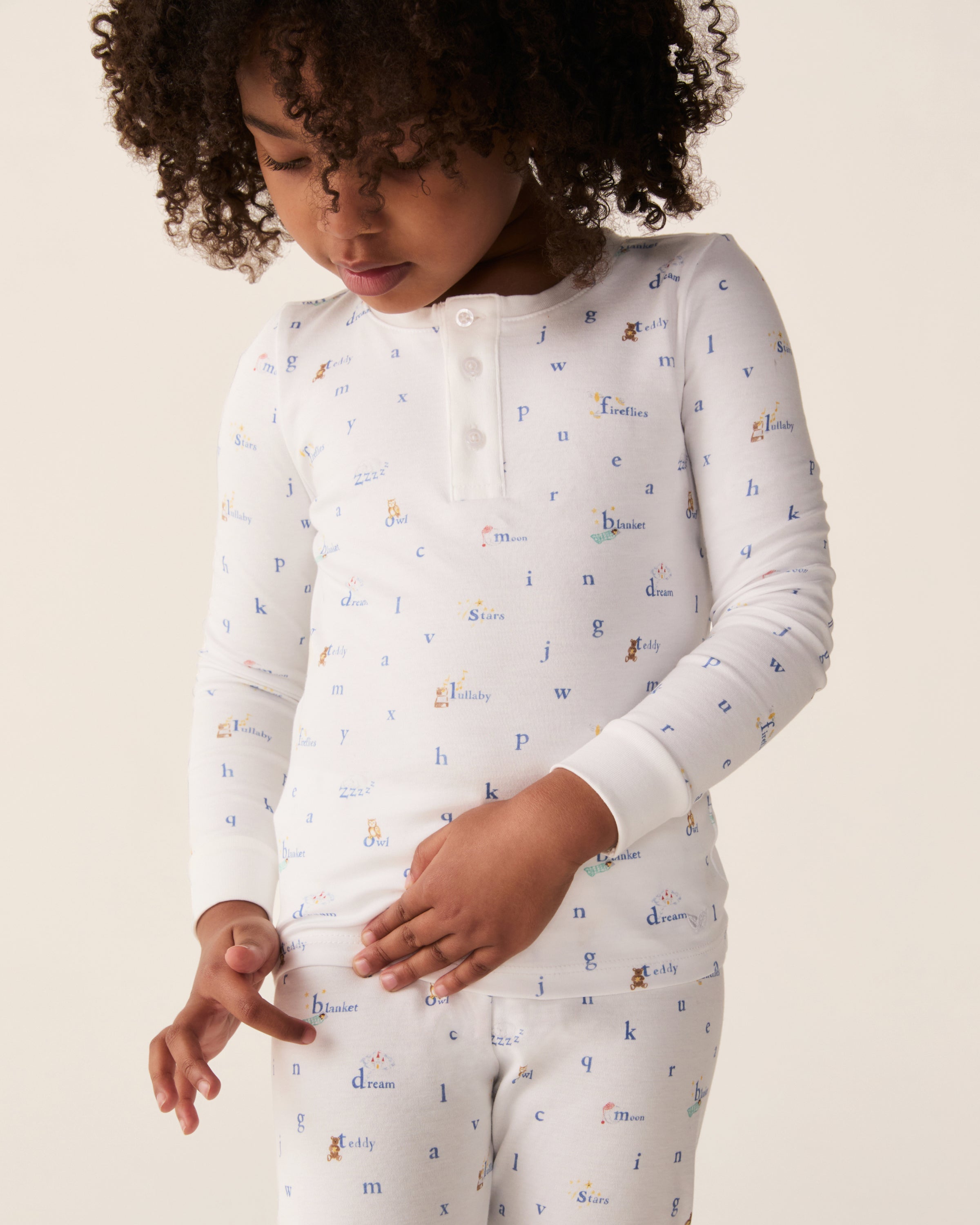 Kid's Pima Snug Fit Pajama Set in Letters and Lullabies