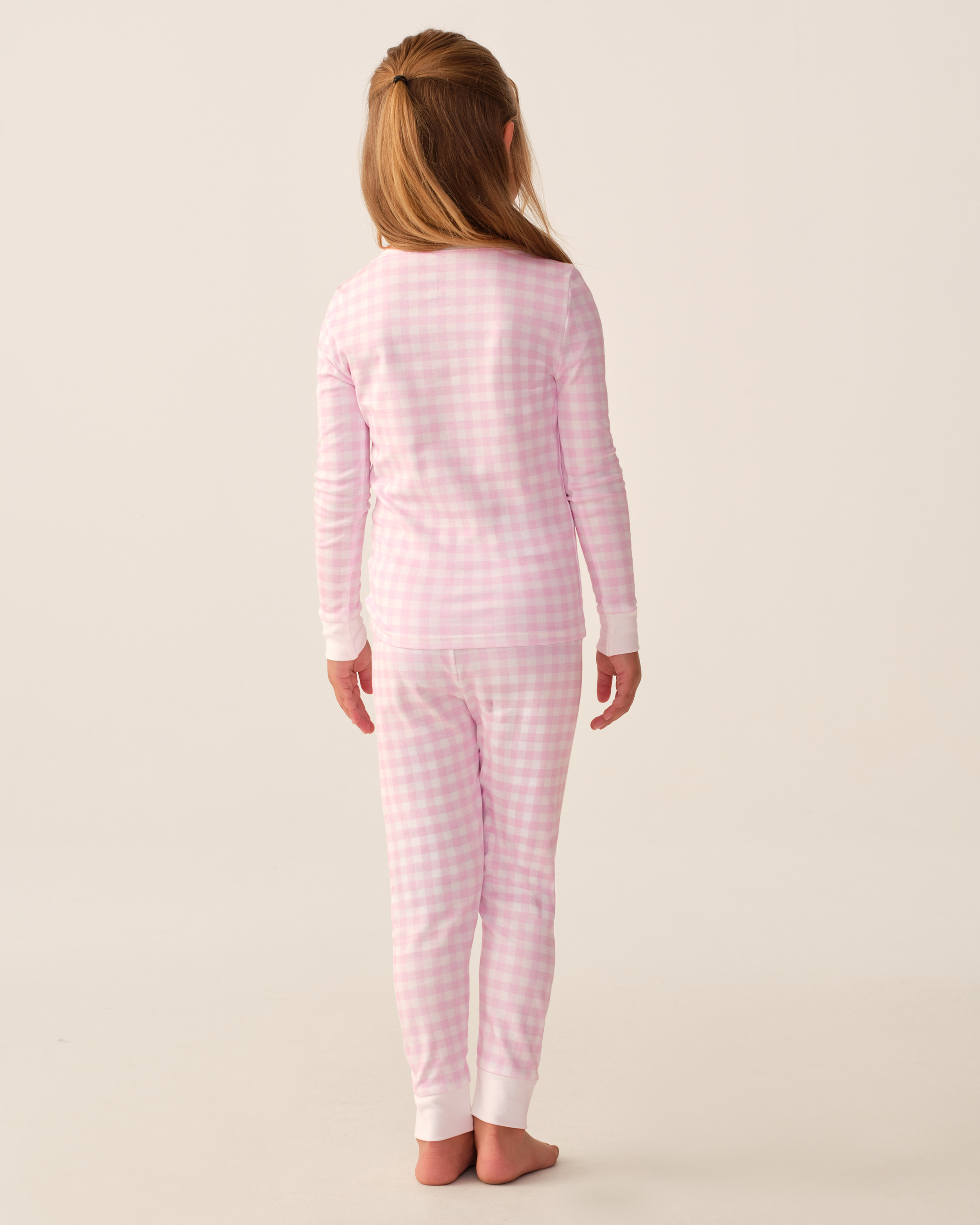 Kid's Pima Snug Fit Pajama Set in Pink Gingham
