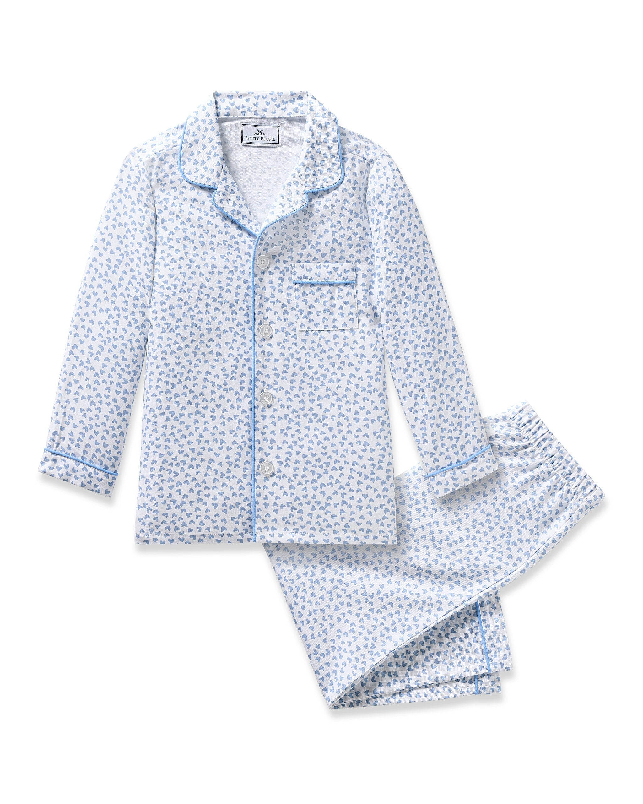 Kid's Twill Pajama Set in Bluehearts in Bluehearts#Color_Bluehearts