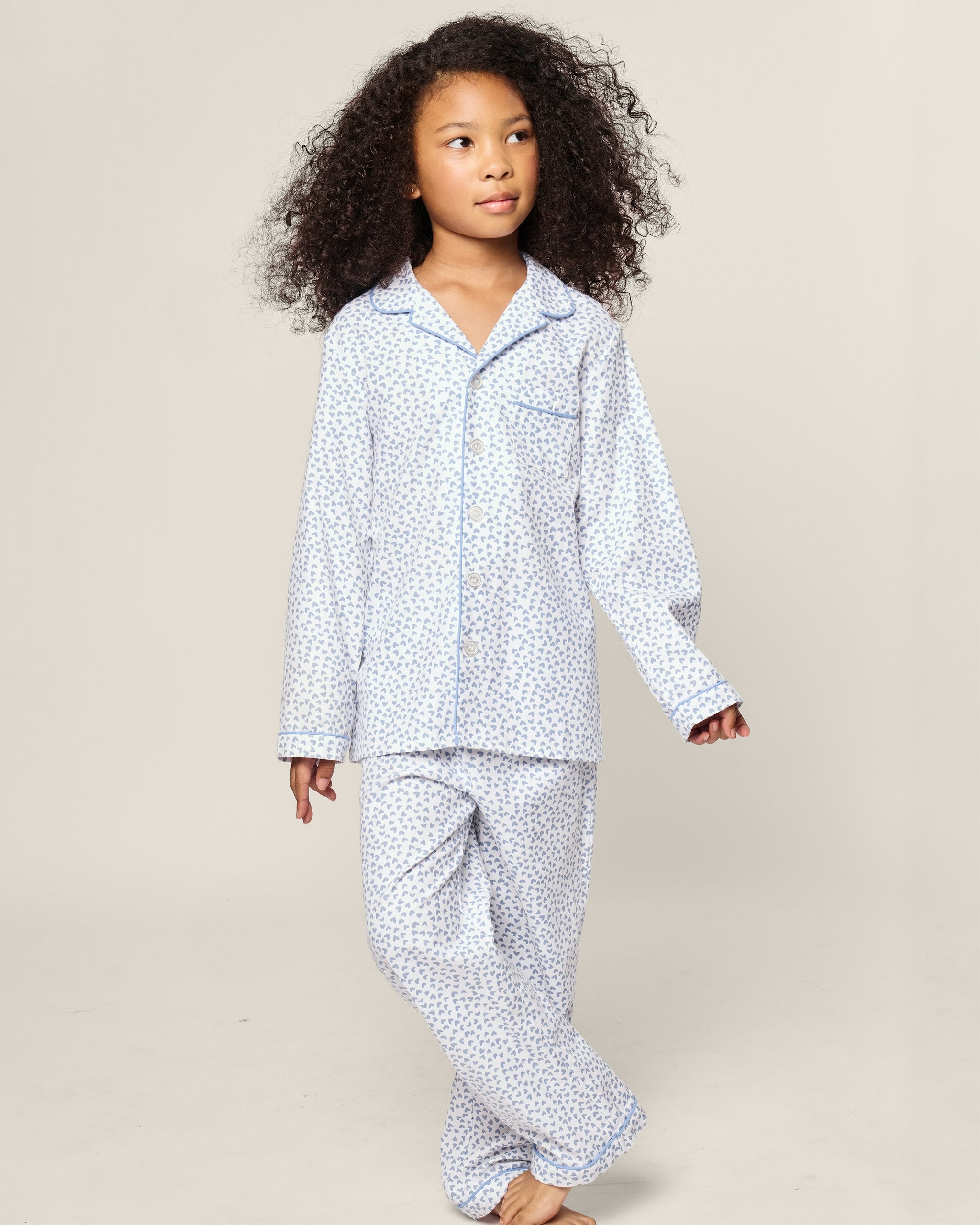 Kid's Twill Pajama Set in Sweethearts in Bluehearts#Color_Bluehearts