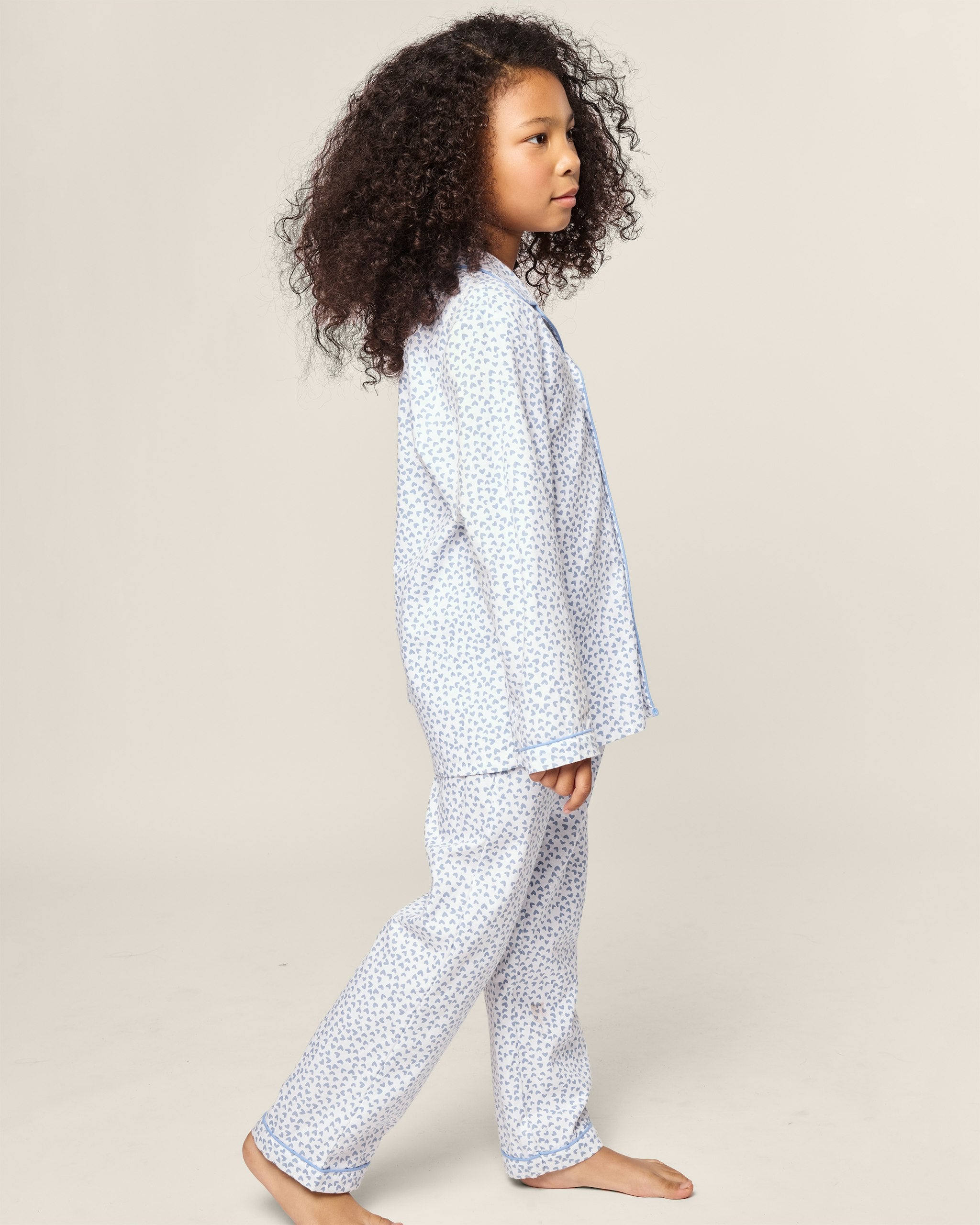 Kid's Twill Pajama Set in Sweethearts in Bluehearts#Color_Bluehearts