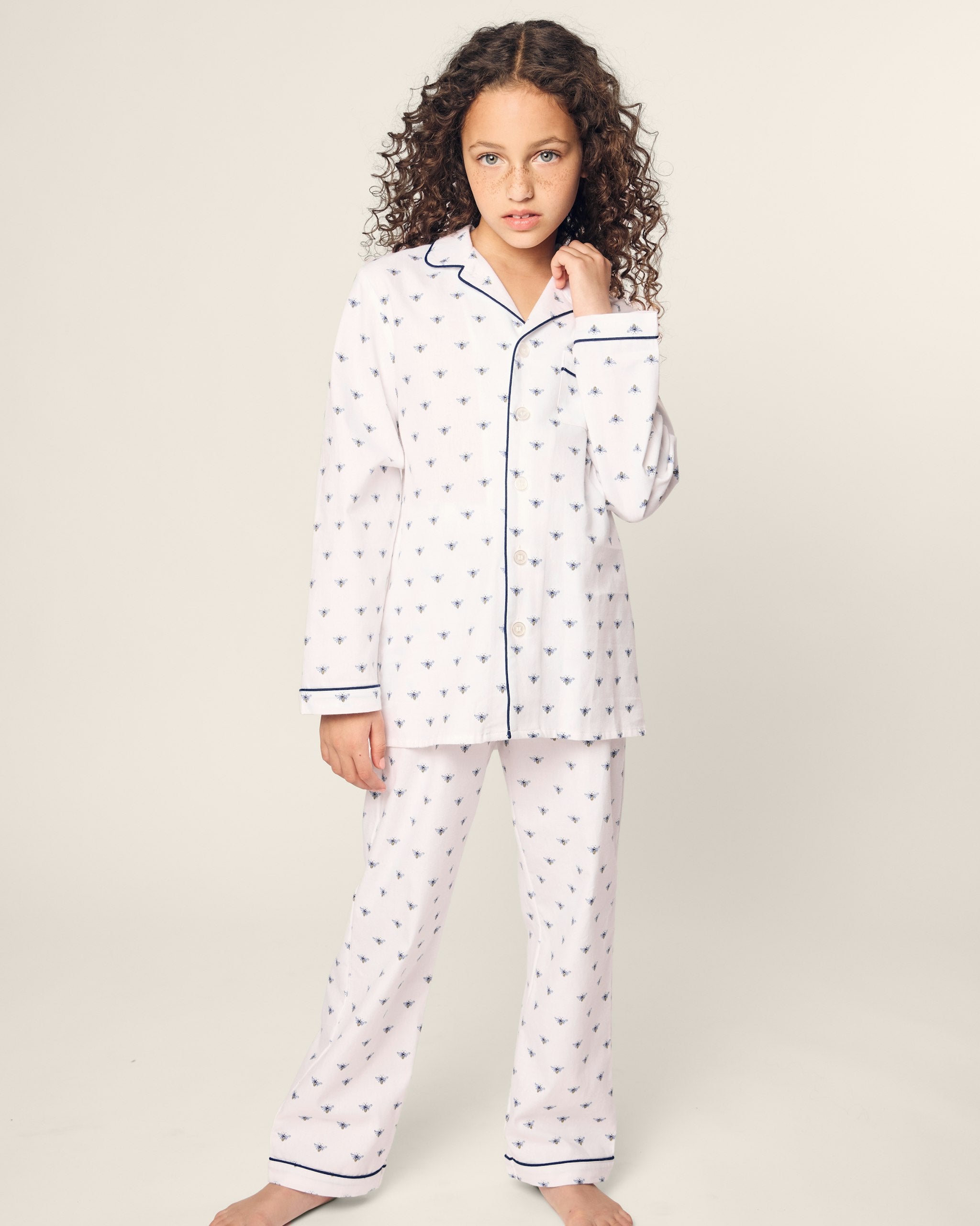 Kid's Twill Pajama Set in Flamingos in Buzzing Bees#Color_Buzzing Bees