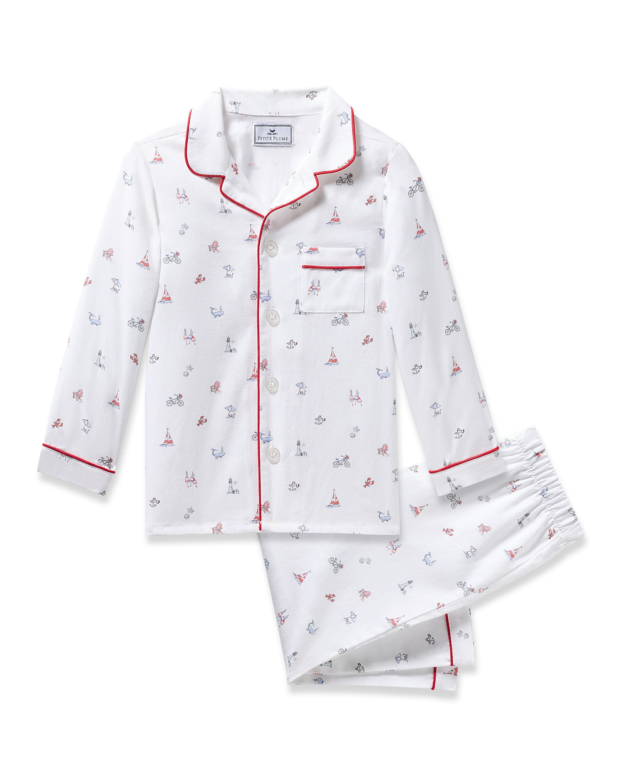 Kid's Twill Pajama Set in Flamingos in Coastal Charms#Color_Coastal Charms
