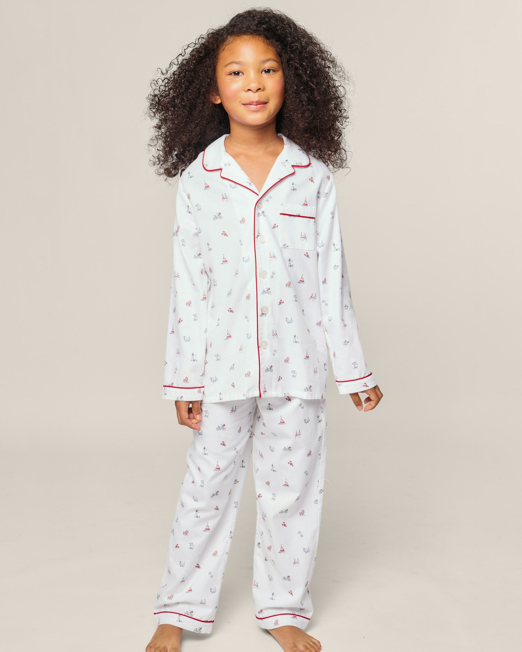 Kid's Twill Pajama Set in Flamingos in Coastal Charms#Color_Coastal Charms