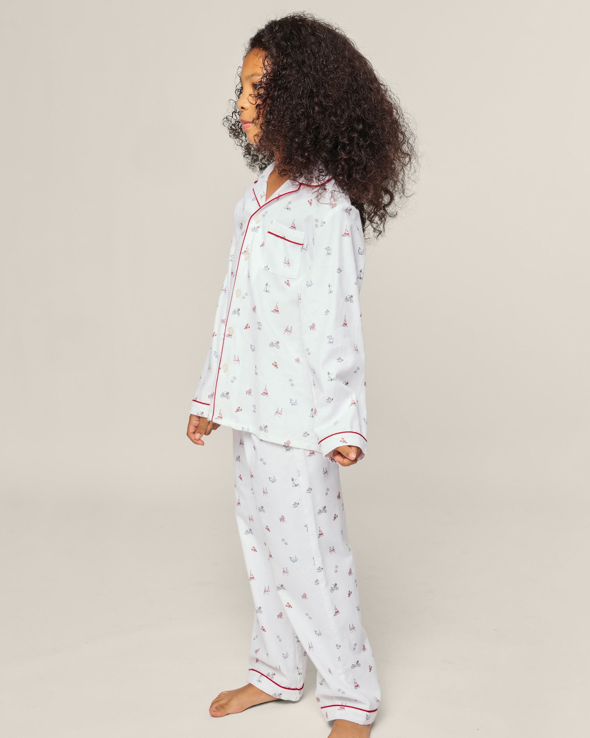 Kid's Twill Pajama Set in Flamingos in Coastal Charms#Color_Coastal Charms