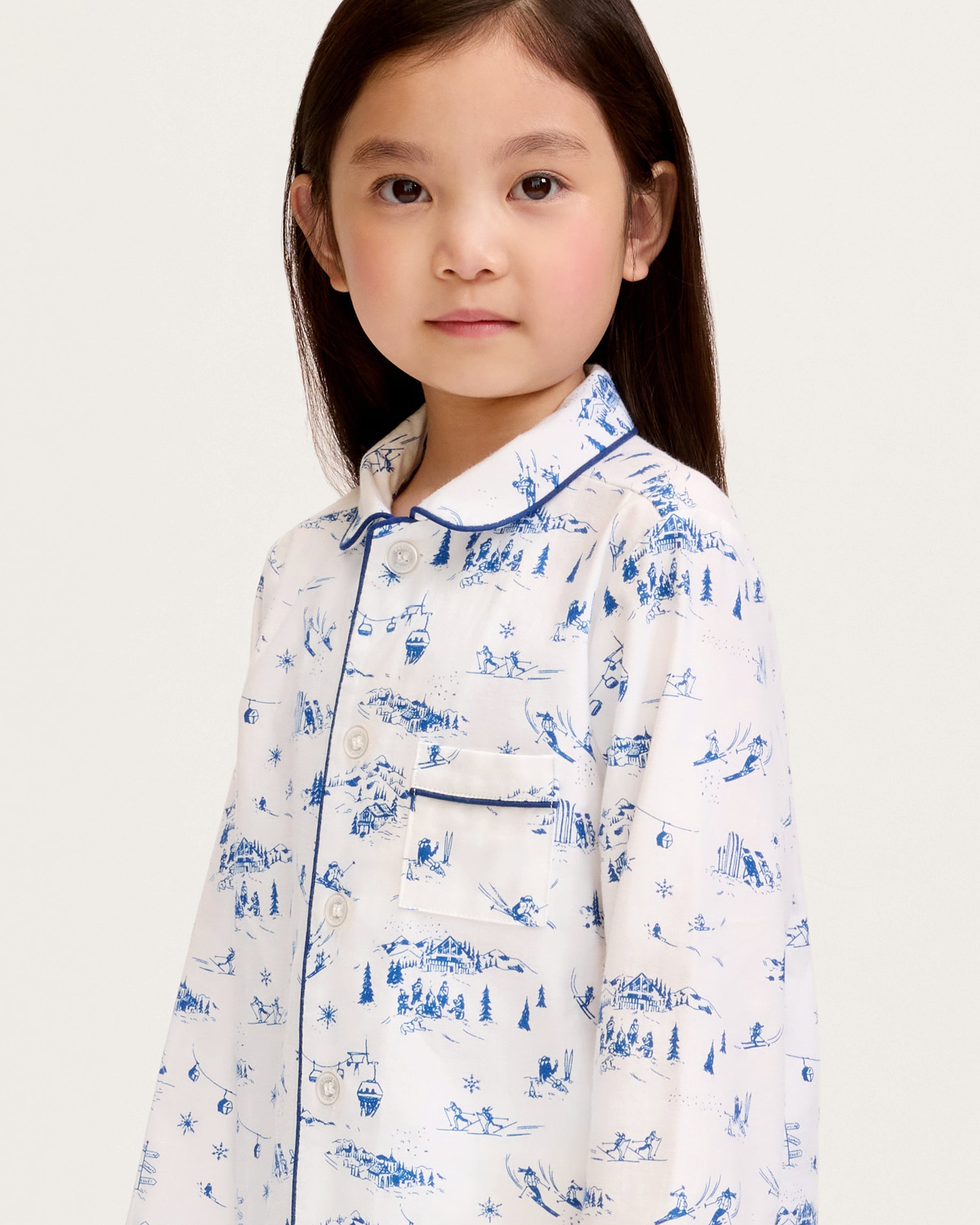 Kid's Twill Pajama Set in Chalet Toile
