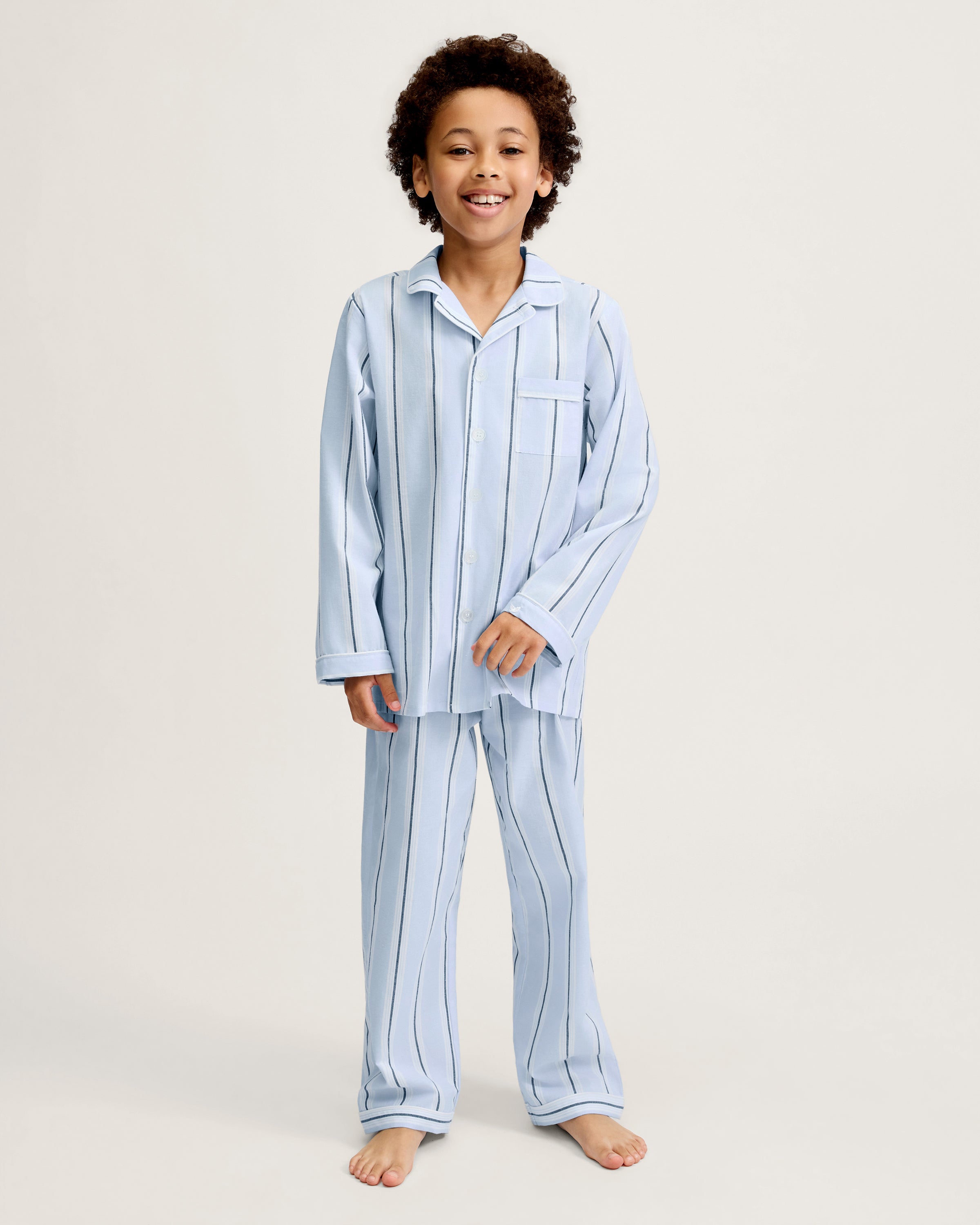 Kid's Twill Pajama Set in Coastal Stripe