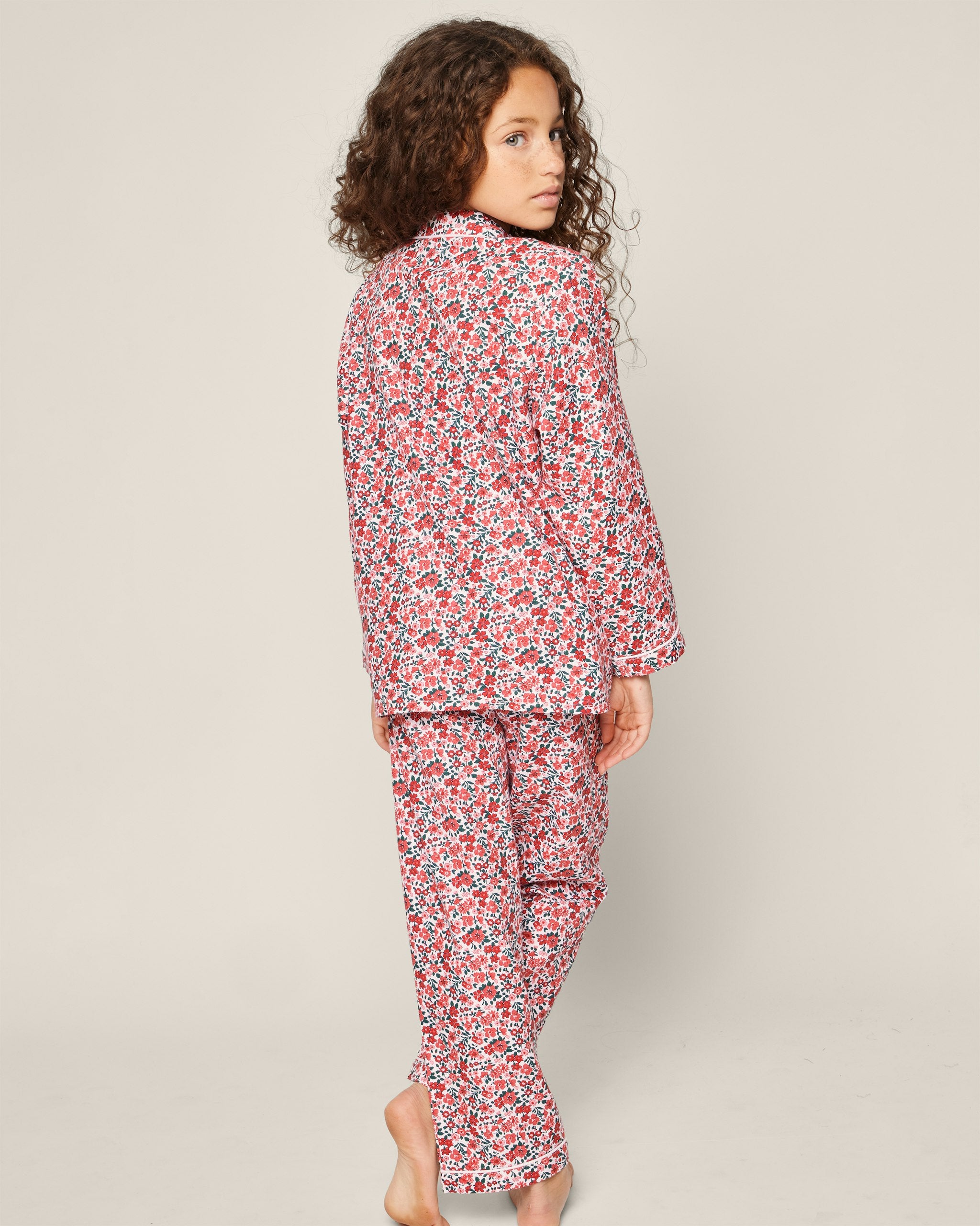 Kid's Twill Pajama Set in English Rose Floral in Fleurs des Bois#Color_Fleurs des Bois