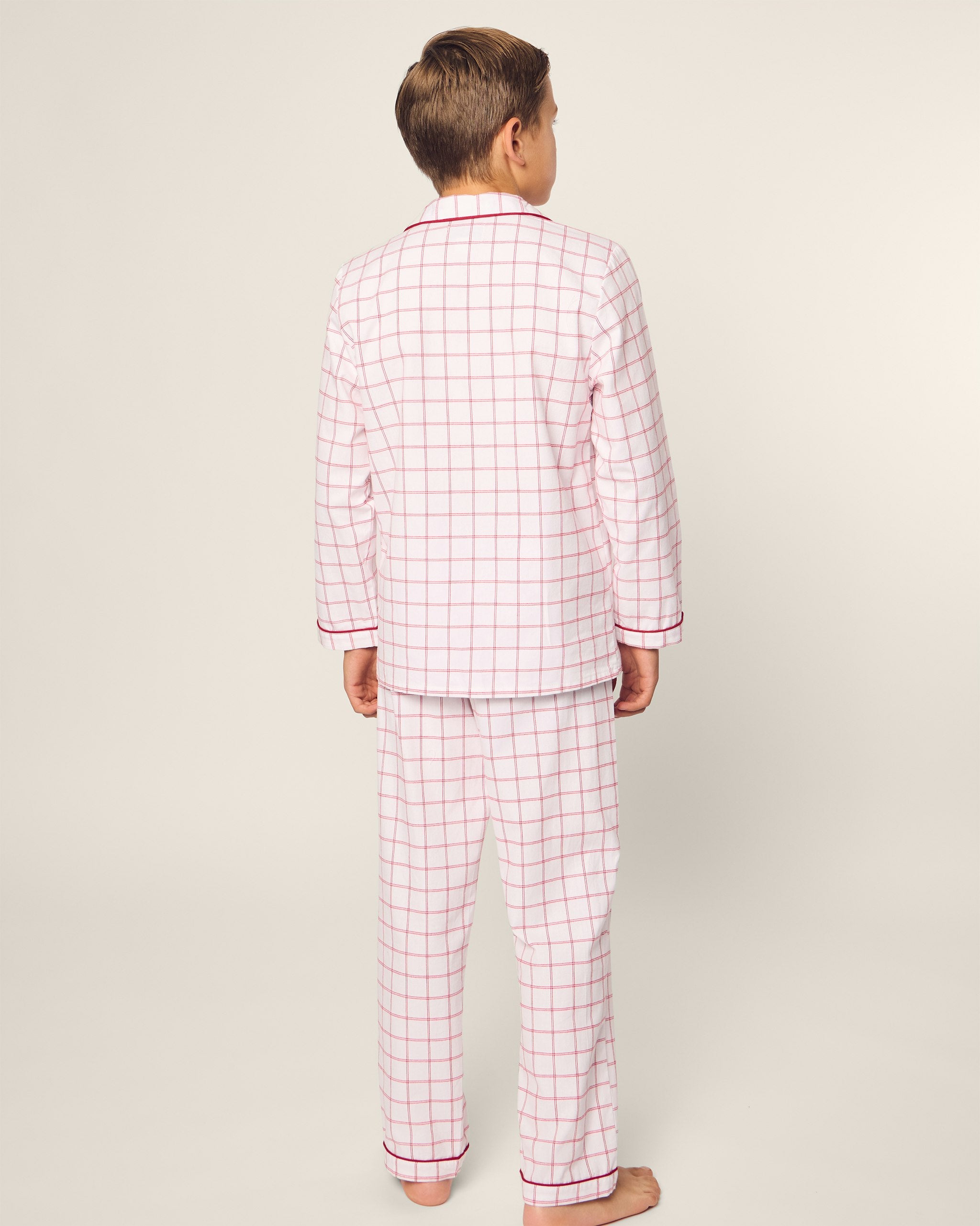 Kid's Twill Pajama Set in Garnet Tattersall in Garnet Tattersall#Color_Garnet Tattersall