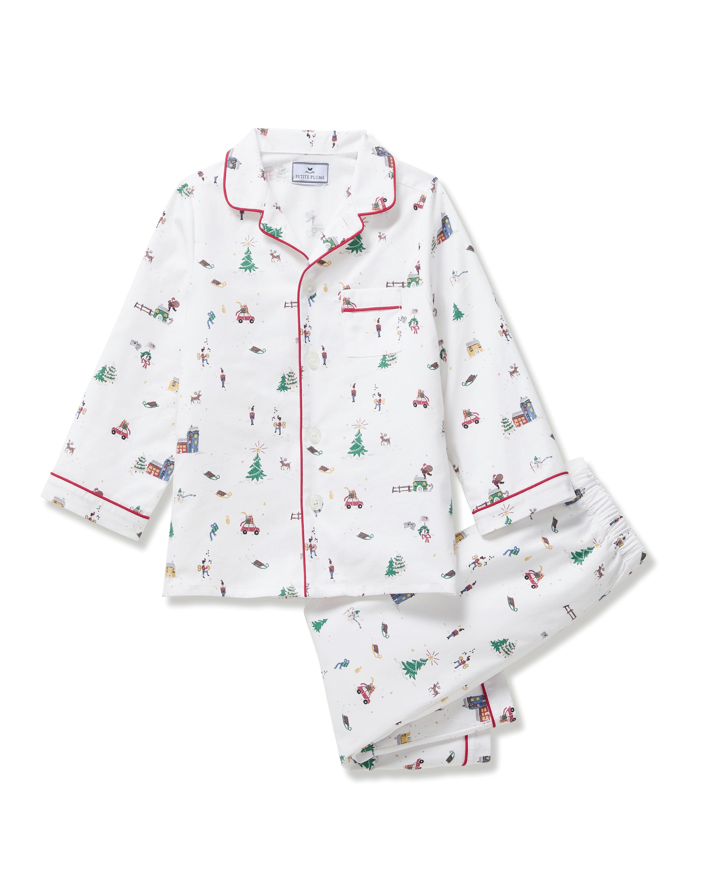 Kid's Twill Pajama Set in Holiday Town