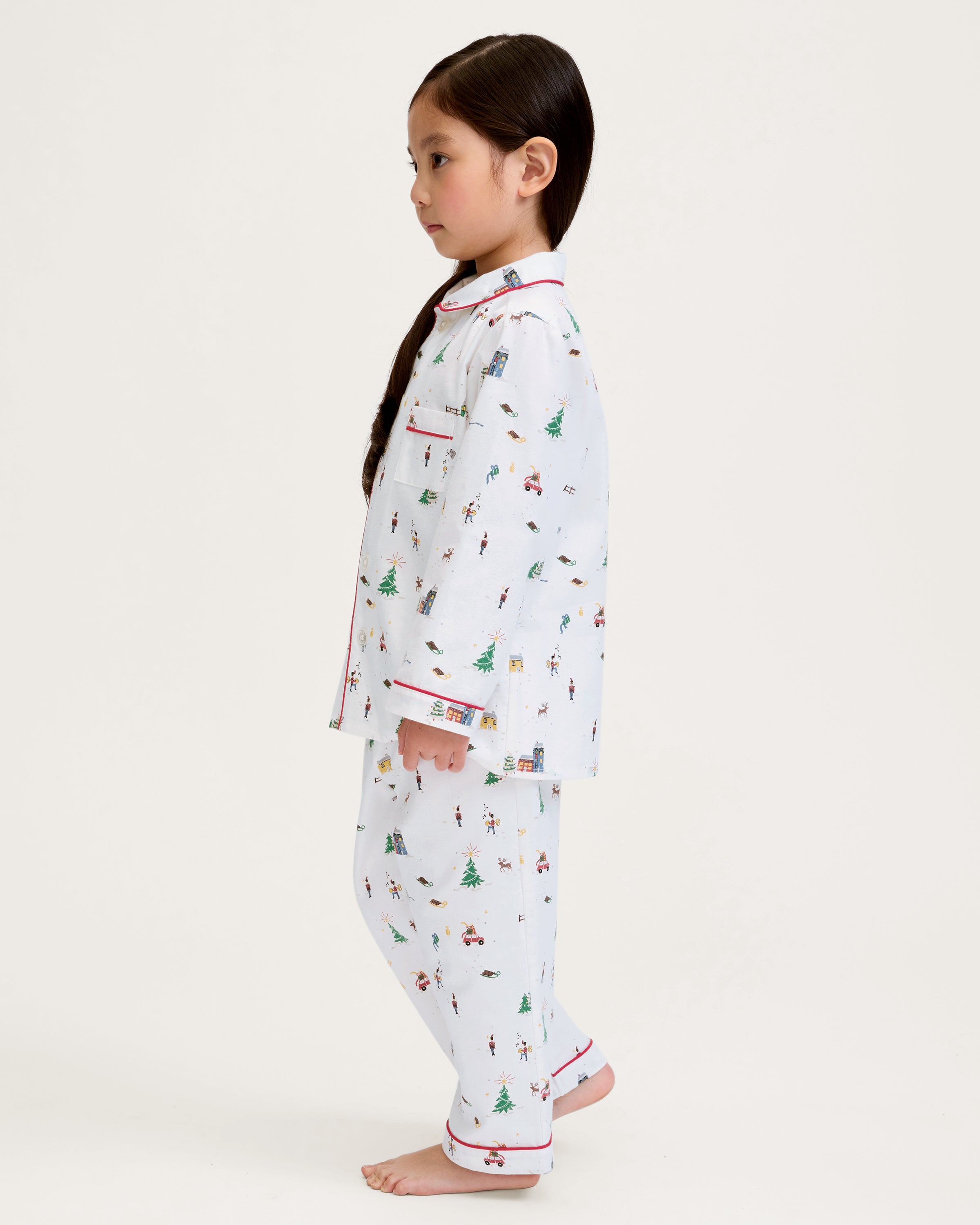 Kid's Twill Pajama Set in Holiday Town