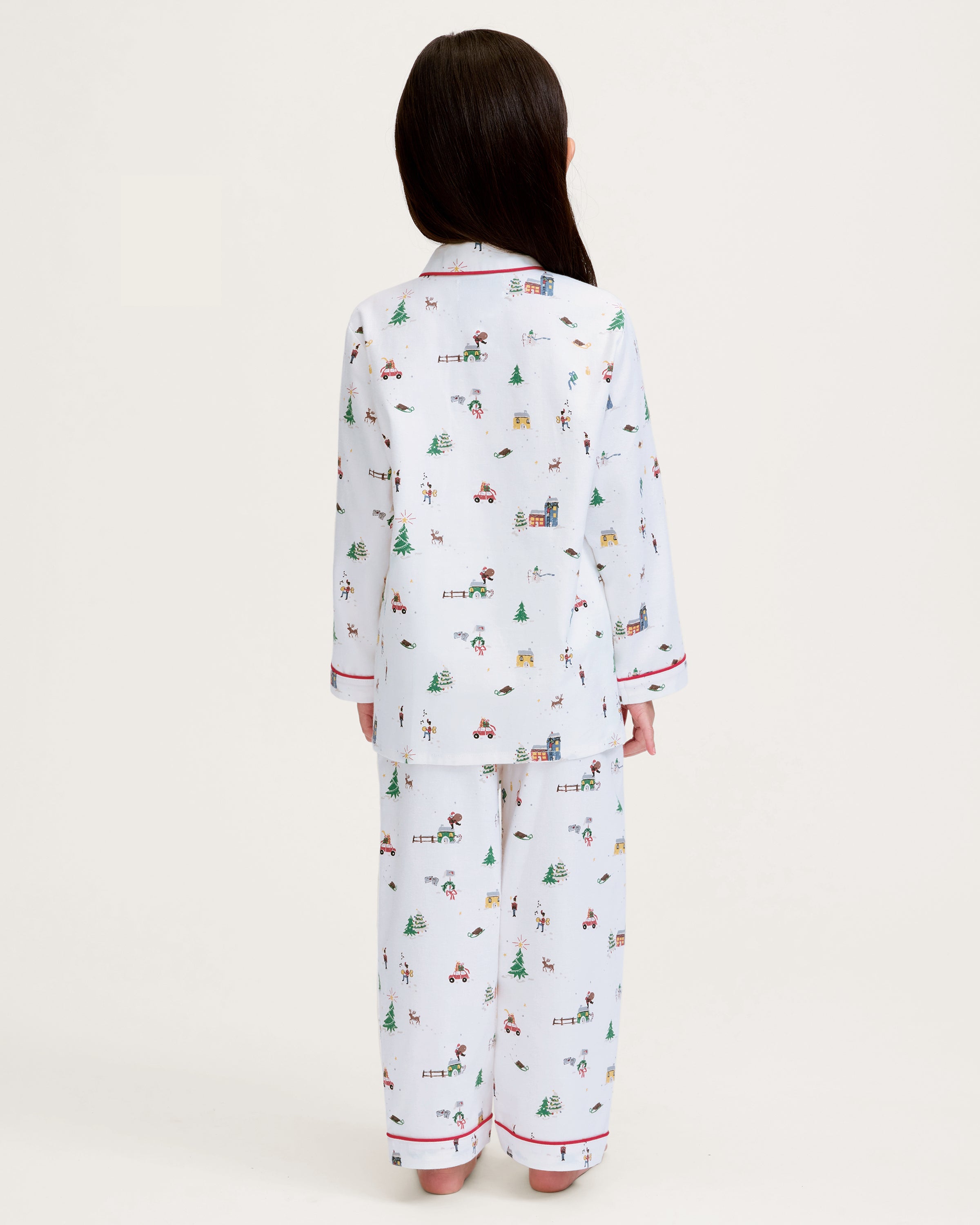 Kid's Twill Pajama Set in Holiday Town