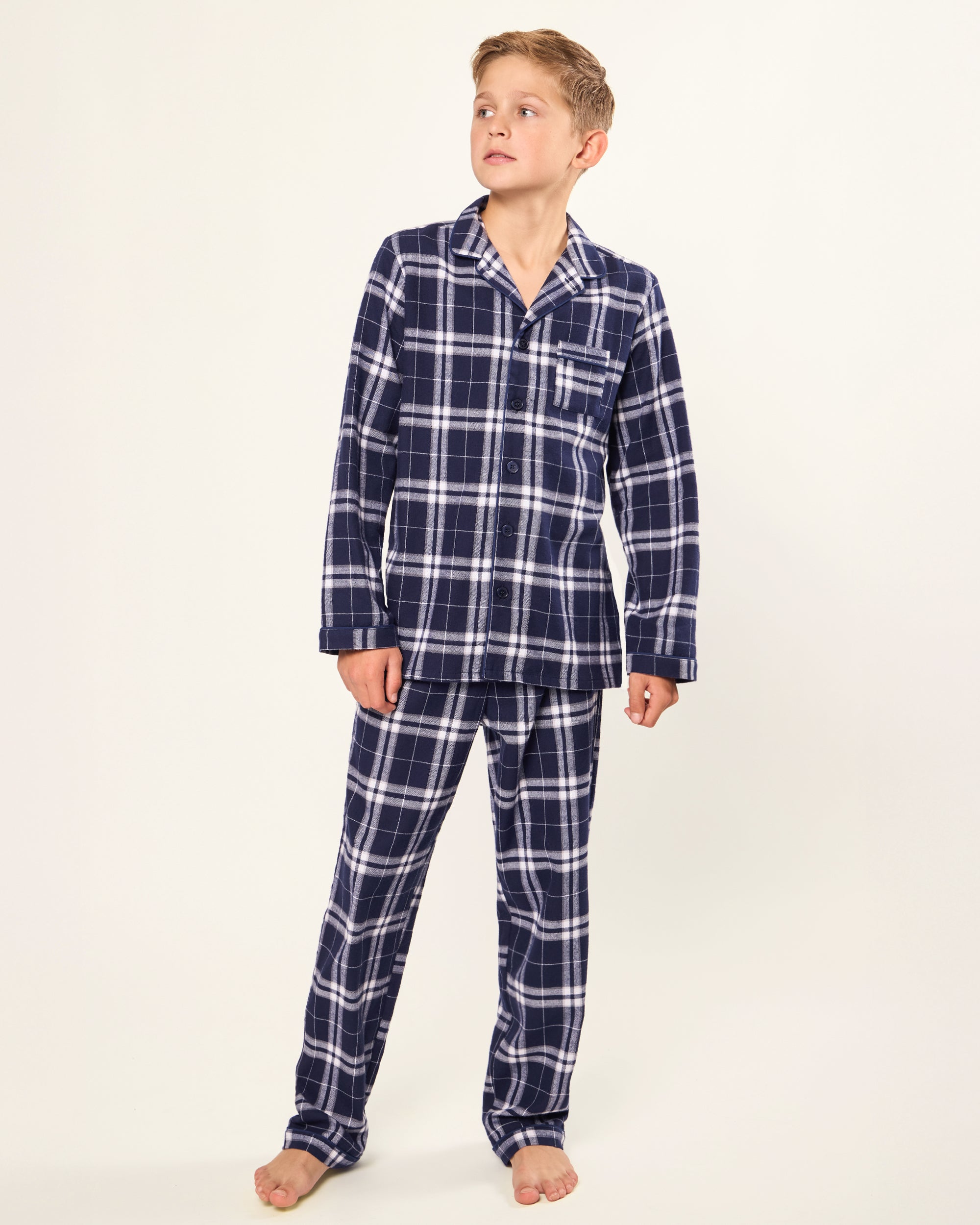 Kid's Brushed Cotton Pajama Set in Oxford Tartan