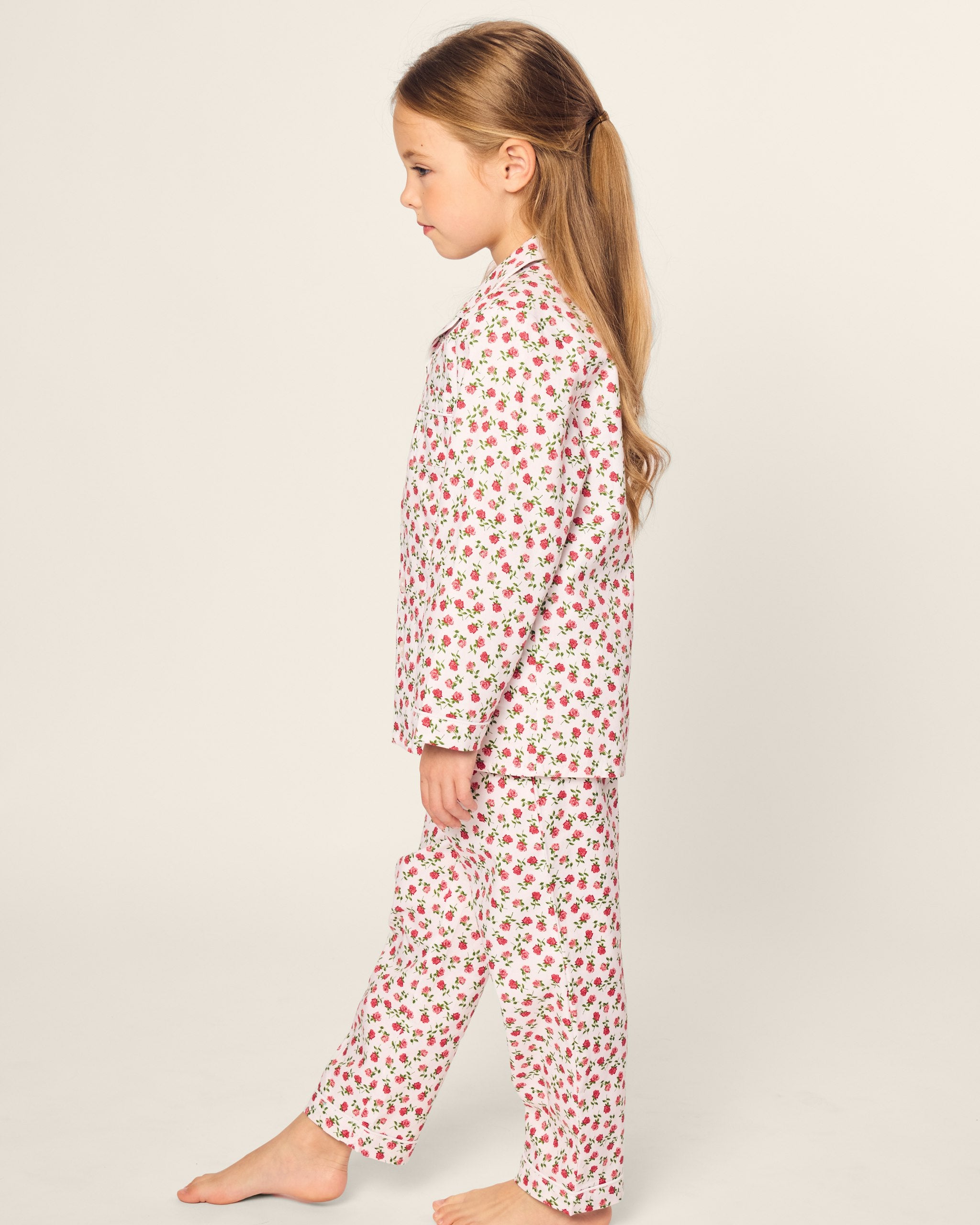 Kid's Twill Pajama Set in Bluehearts in Petite Petals#Color_Petite Petals
